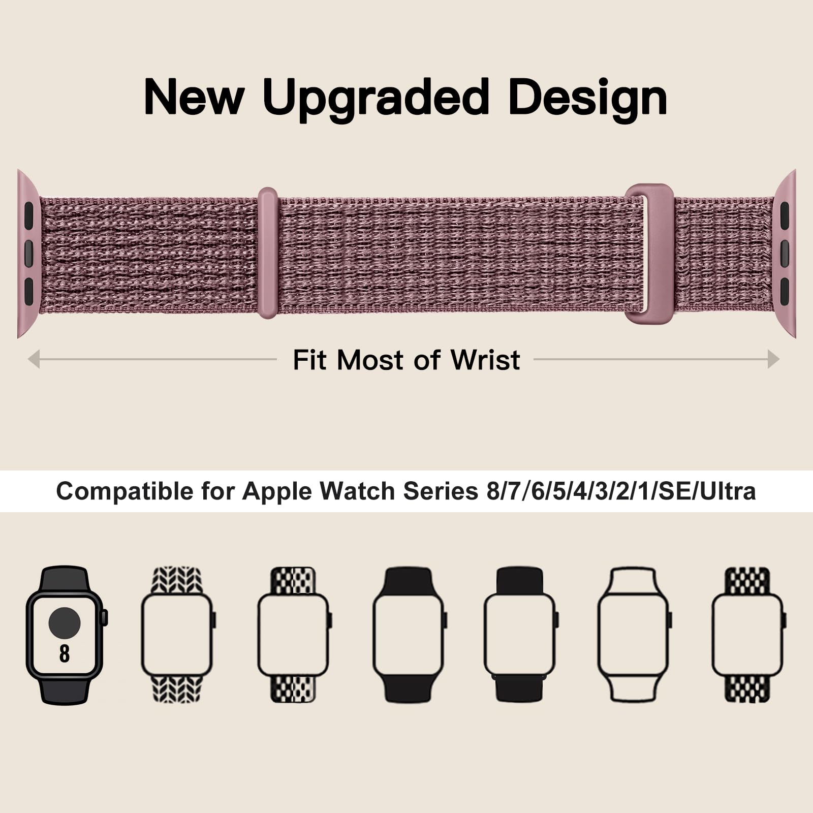 Yoohoo Nylon Cinturino Compatibile con cinturino Apple Watch 44mm 45mm 46mm 49mm 42mm(Series 3 2 1) uomo donna, cinturino sportivo regolabile per iWatch Serie 10 9 8 7 6 5 4 3 2 1 SE SE2 Ultra Ultra2