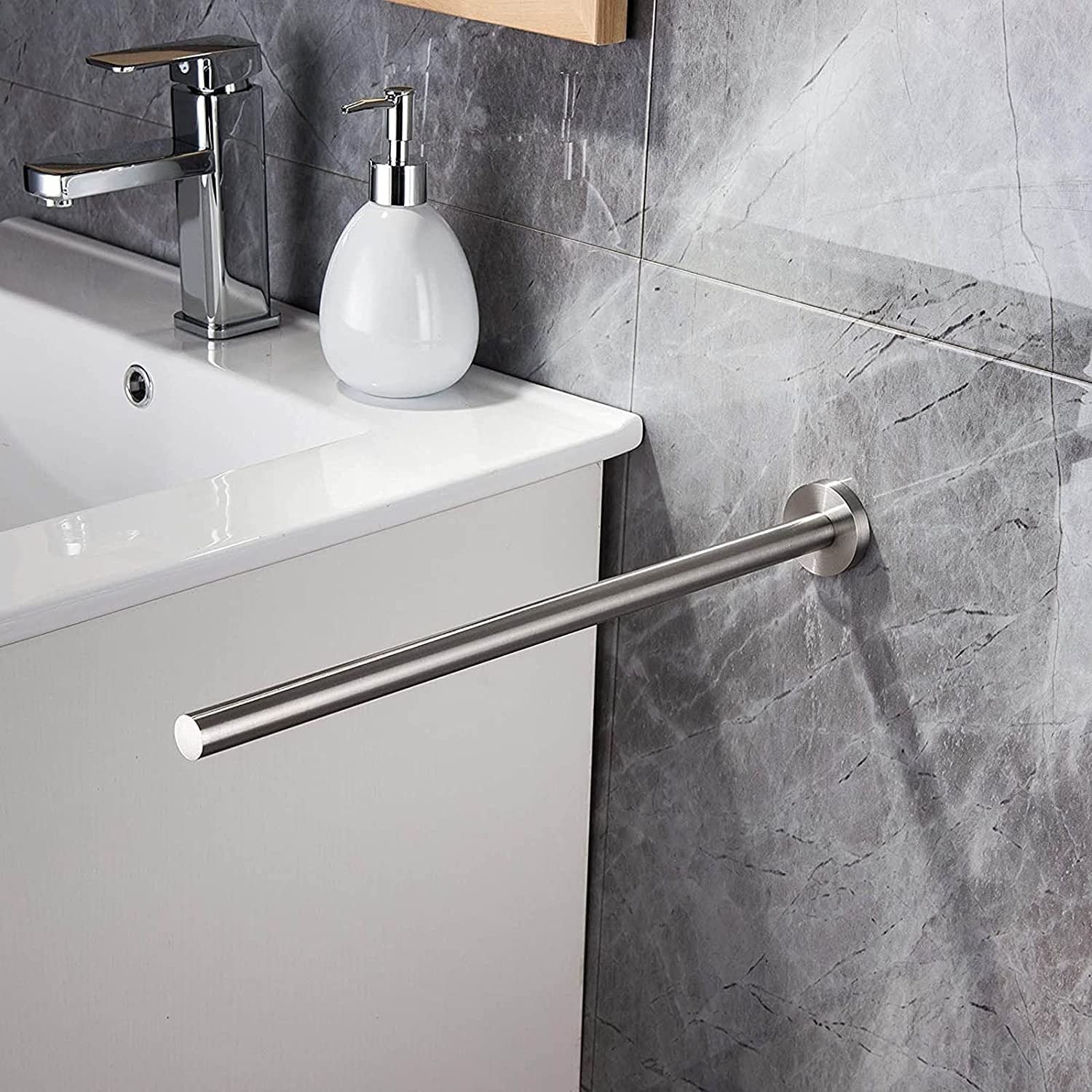 Portasciugamani in Acciaio Inox, per Bagno, Cucina, Vasca da Bagno, Supporto da Parete, Porta Stracci (Asta Singola)