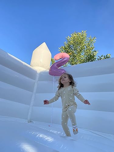 Miniatura 5 de Castillo inflable blanco inflable inflable inflable para fiesta de boda con globos sopladores de aire bolsa de transporte kit de reparación 2