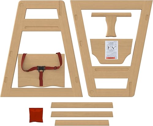 Vista 5 de Silla alta de madera natural para bebés y niños pequeños - Viaje portátil - Trona de madera de restaurante a la mesa, asiento plegable para niña