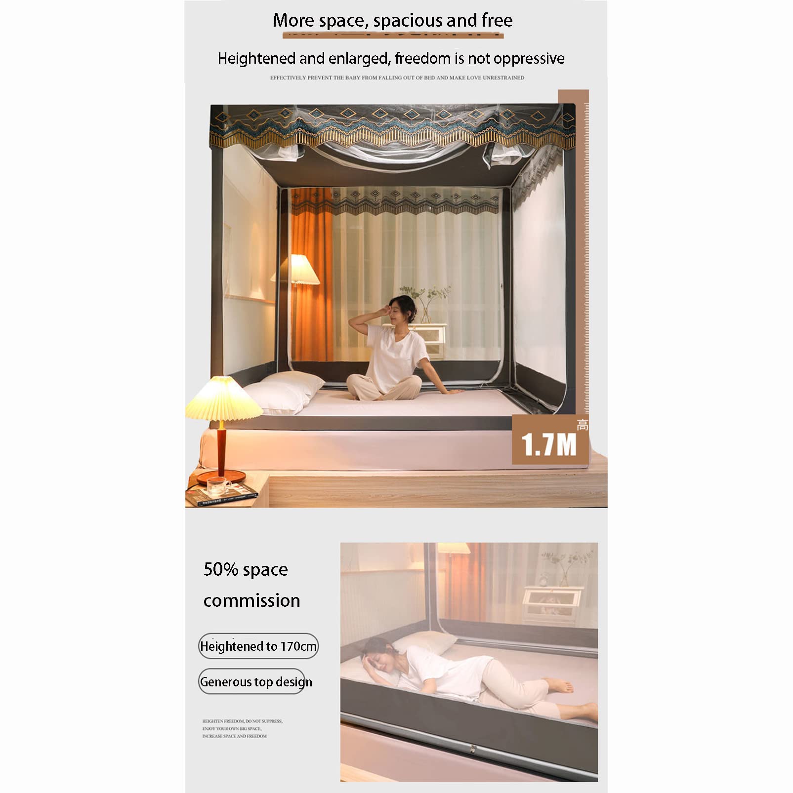 CUTTE Estate Zanzariera Letto Baldacchino Baldacchino 4 Angoli Piazza Zanzariera Letto Tenda Privacy Spazio per Full Queen King Size
