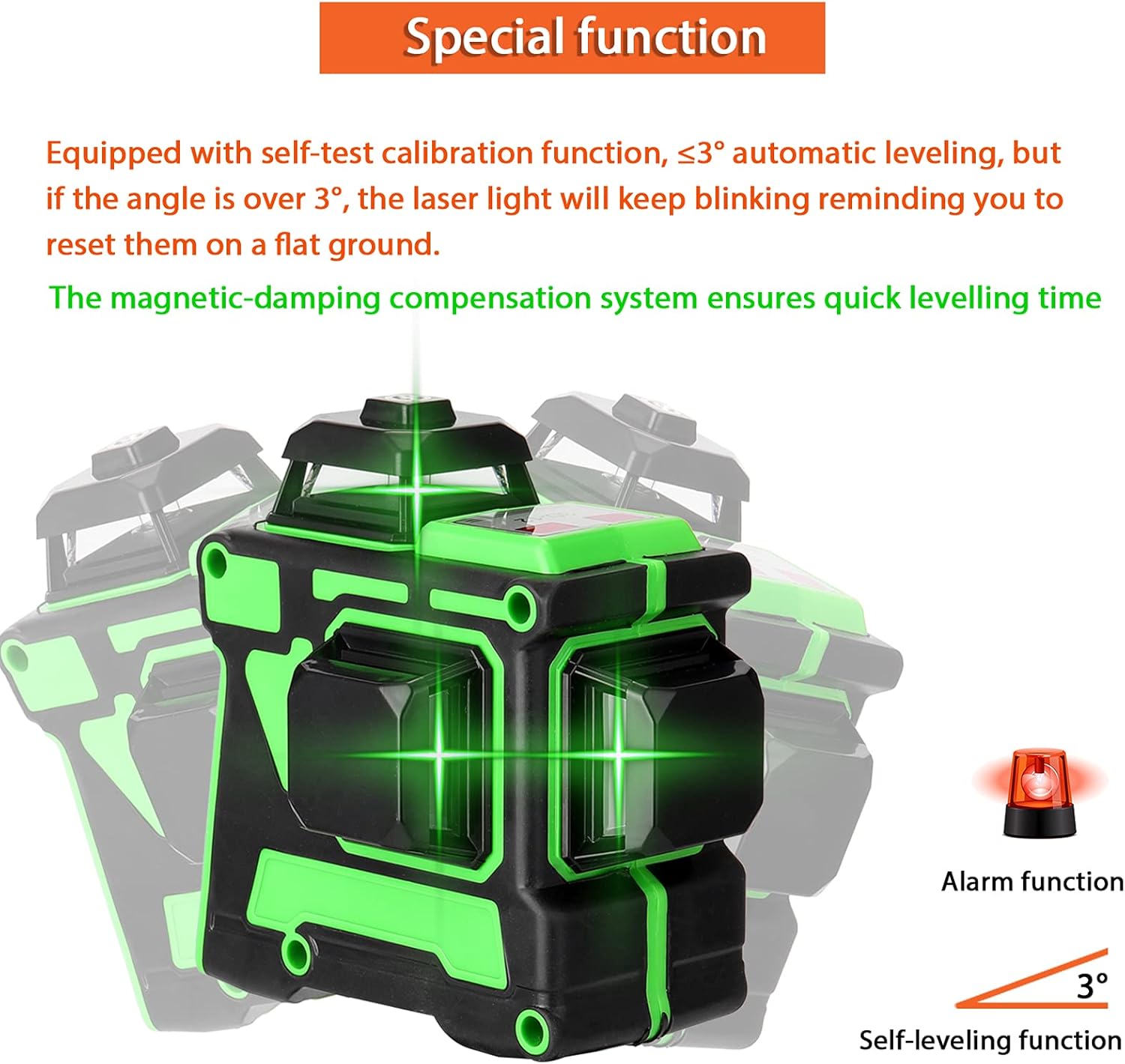 Multifunctional 3D 12 Lines Level Vertical Horizontal Lines with Self-Leveling Function