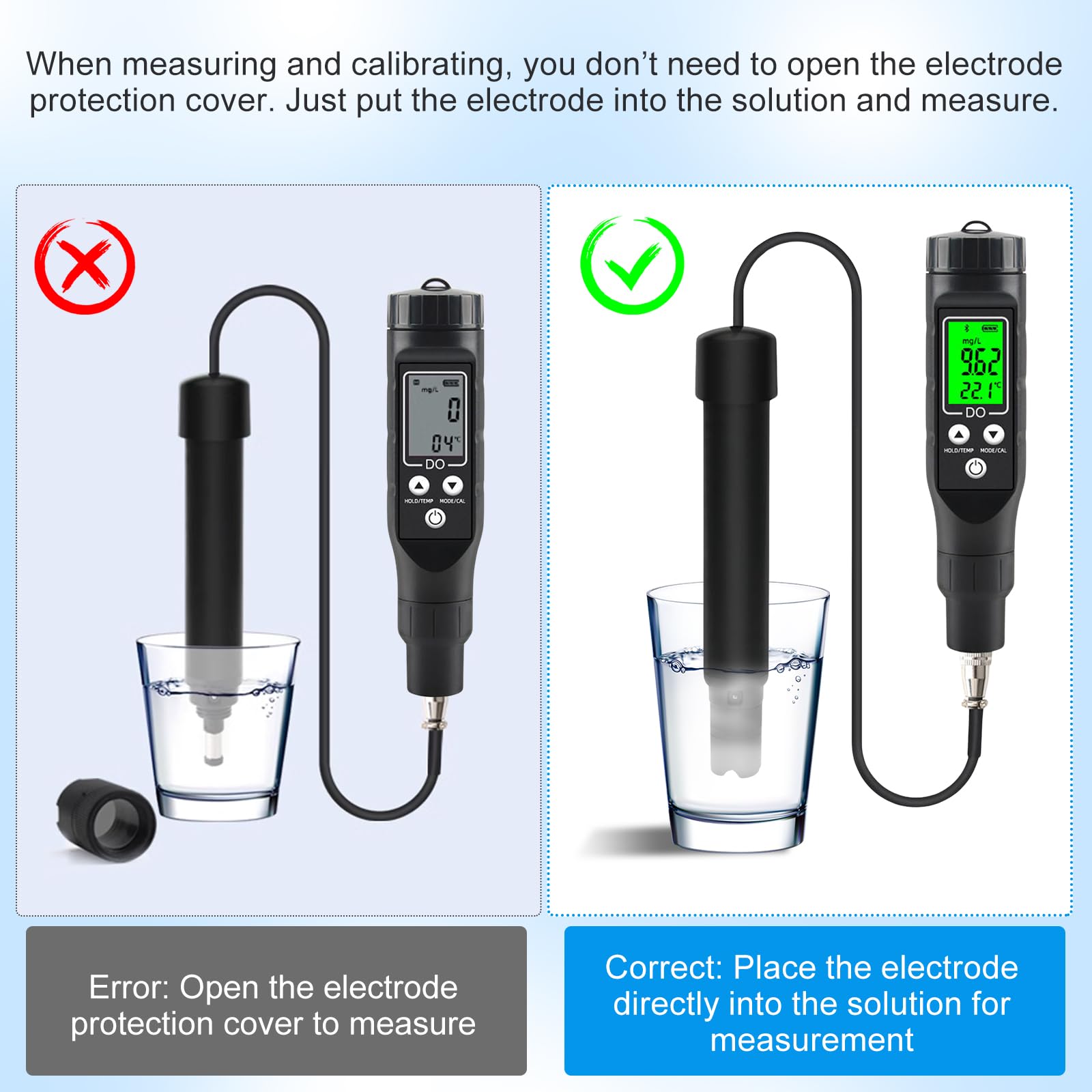 BuyWeek Misuratore di Ossigeno Disciolto, 0,0 – 30,0 MG/L Analizzatore di Ossigeno Disciolto Digitale Smart Bluetooth Rilevatore di Ossigeno Disciolto per Acquacoltura