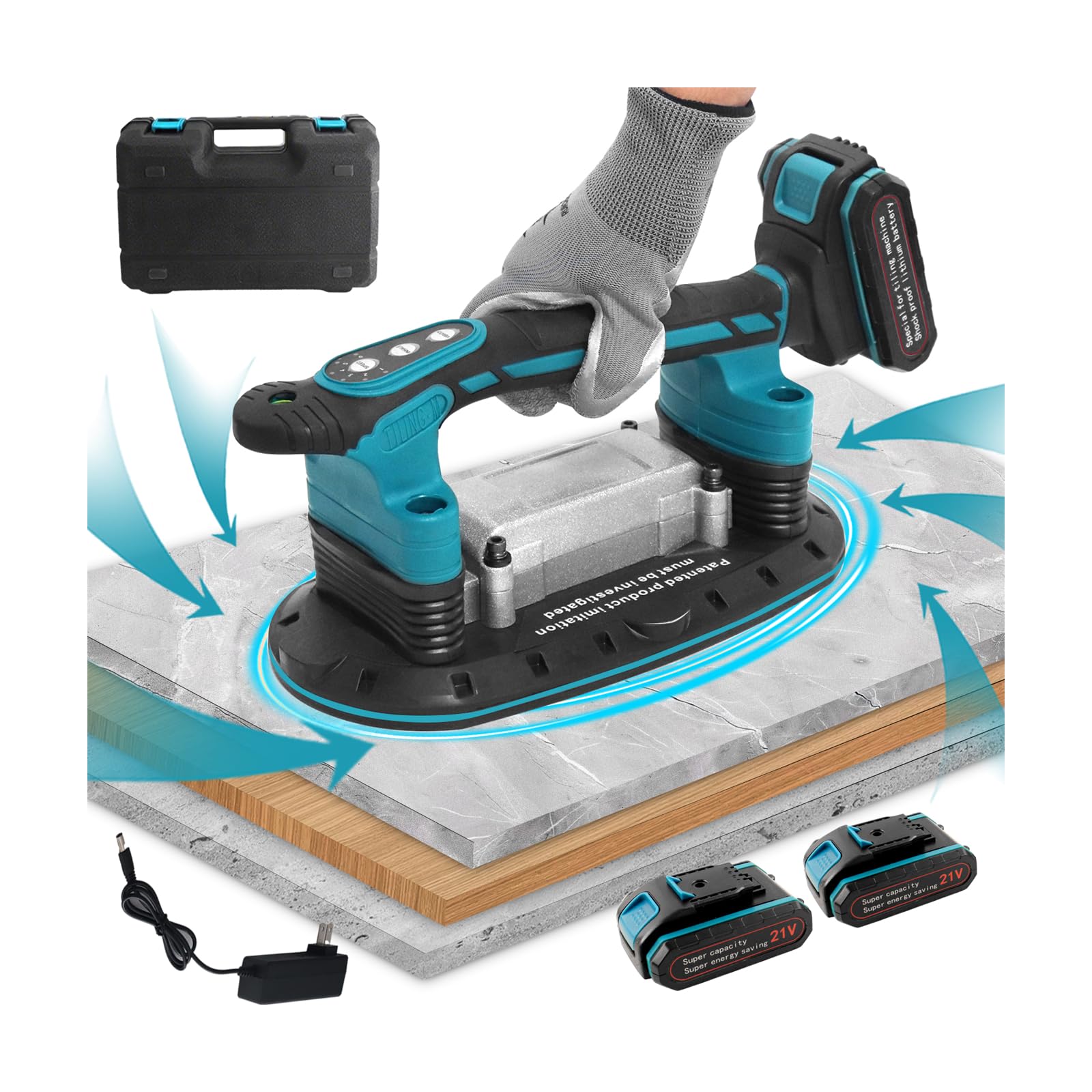 Tile Vibration Tool, 11” Tile Suction Cup Tool, Tile Installation Leveling Machine, Tile Tools for Installation, 880Lb Large Suction Strong Grip, 6