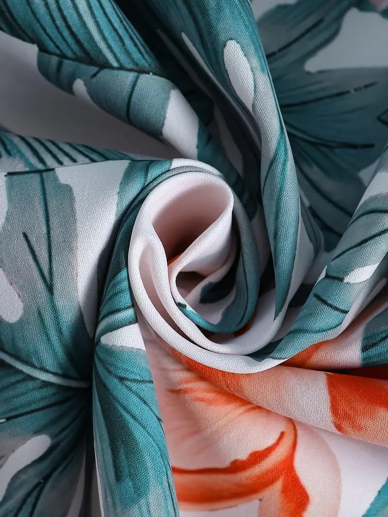 Niren Enterprise Cotton Fabric Casual Half Sleeve Floral Leaf Printed Pattern Kids Boys Shirt White Orange Green Colour 2