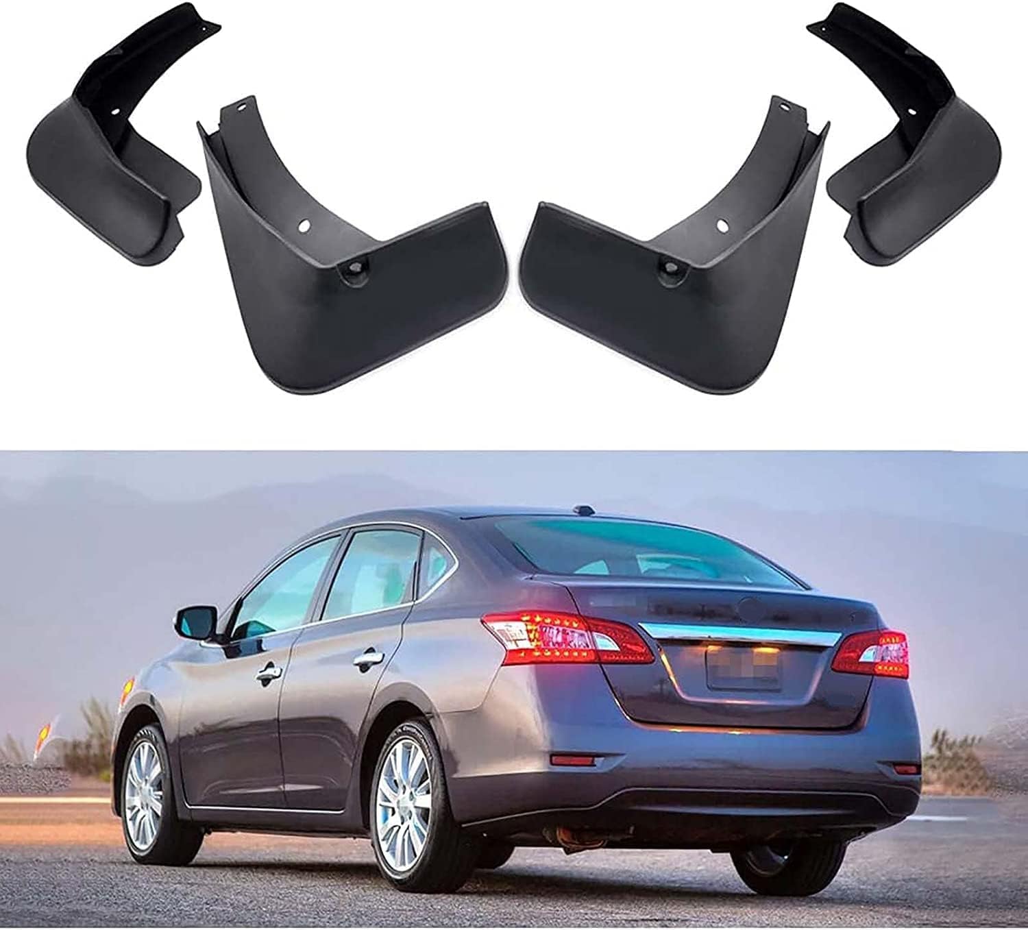 WeiYH No Drill Mud Flaps for Car Front Rear Wheel for Nissan Sentra 2013 2014 2015