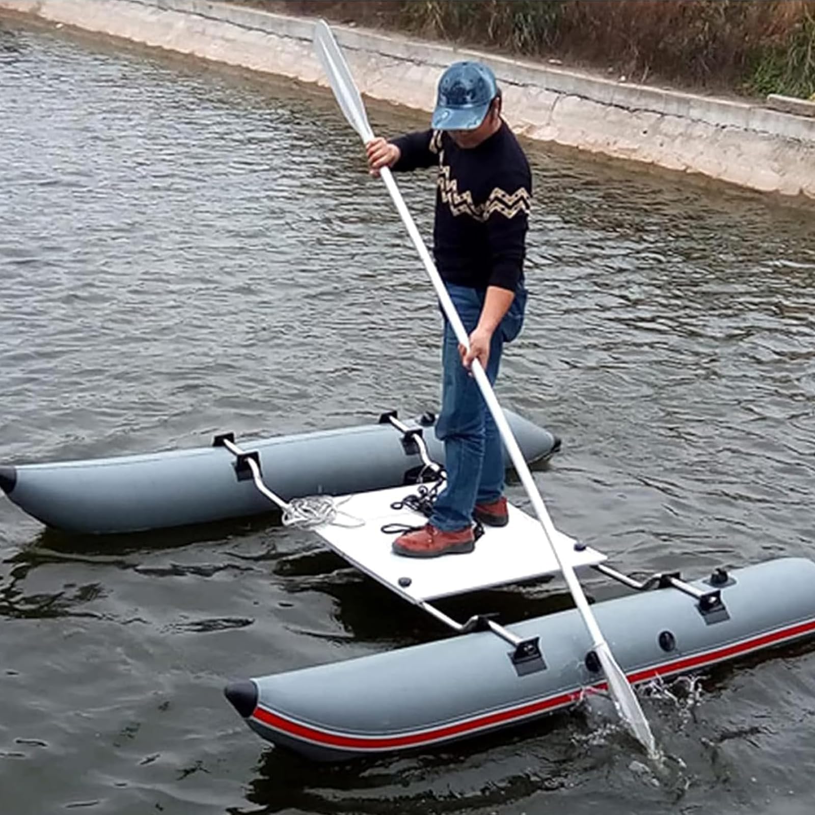 Float Angelboot-Zubehör – Aufblasbare Katamarane, Wasserfahrräder und schwimmende Angelboote für den Freizeitgebrauch, 2,6 m Größe, langlebiges und leichtes Design