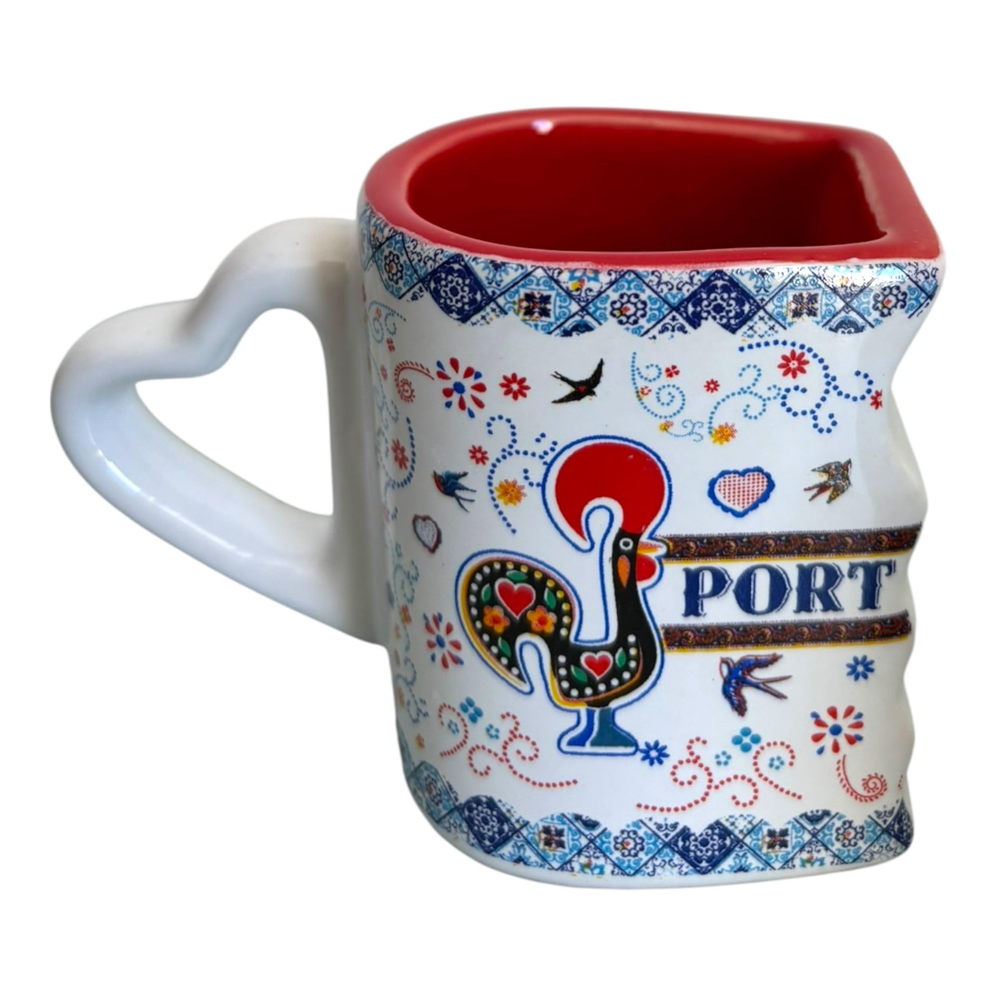 Tazzine da caffè e tè a forma di cuore Portogallo, con confezione regalo, monumenti portoghesi, bel regalo dal Portogallo (set da 2) (Galo Gallo)