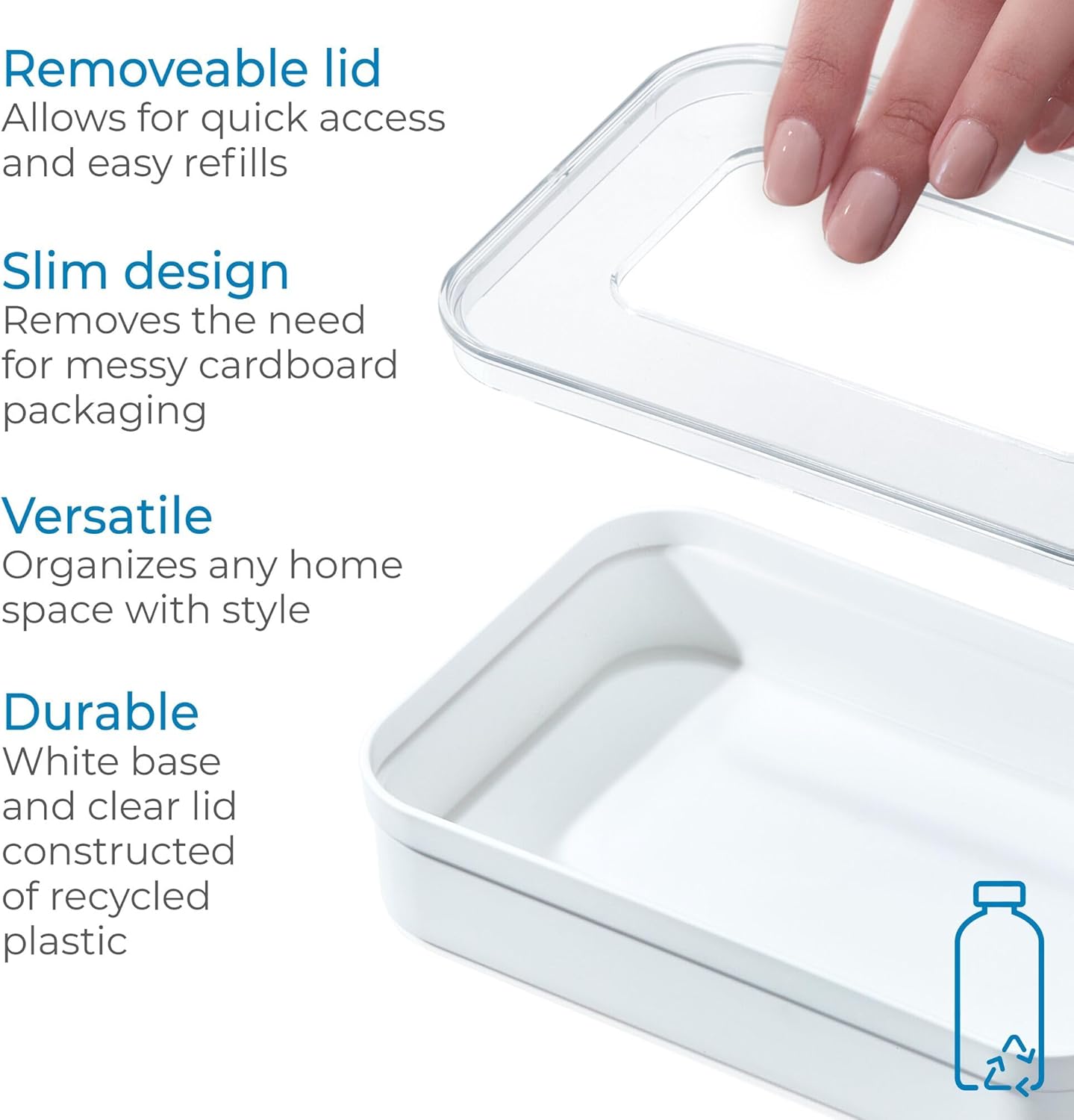 iDesign Recycled Plastic Sandwich Ziplock Bag Holder and Dispenser – 6” L x 9” W x 2.2” H, White/Clear - Image 4