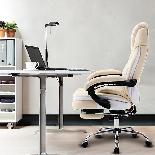 Miniatura 8 de linting Sillas de oficina ejecutivas ergonómicas reclinables de 350 libras con reposapiés y respaldo para mujer, asiento ancho, cómodas sillas