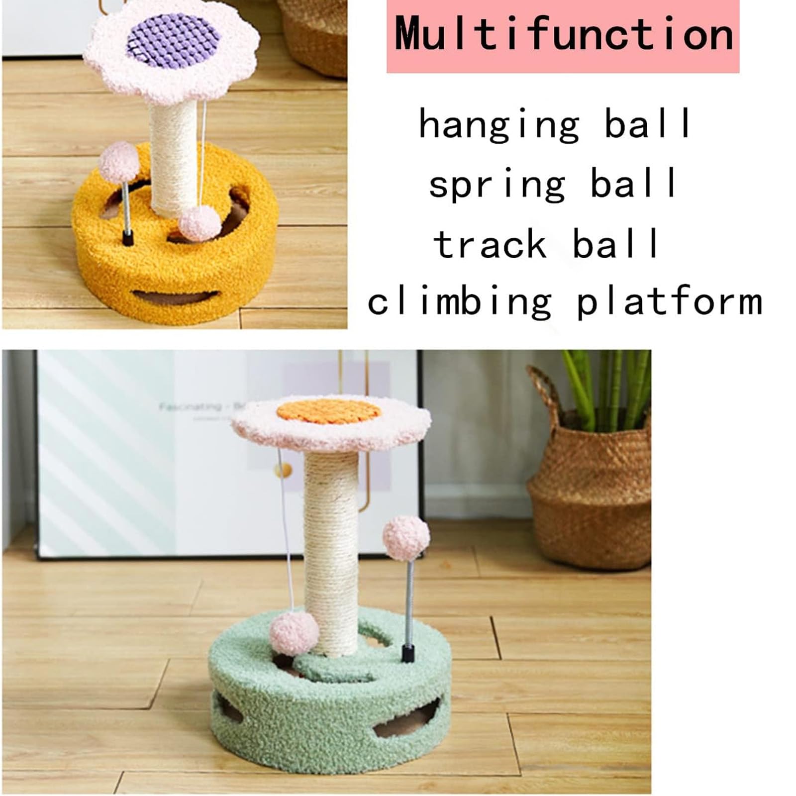 Árbol para Gatos, Torre para Gatos con Postes Rascadores Cubiertos De Sisal, Condominio para Gatos con Divertidos Juguetes para Gatos Y Manta Suave, Adecuado para Espacios Pequeños,E