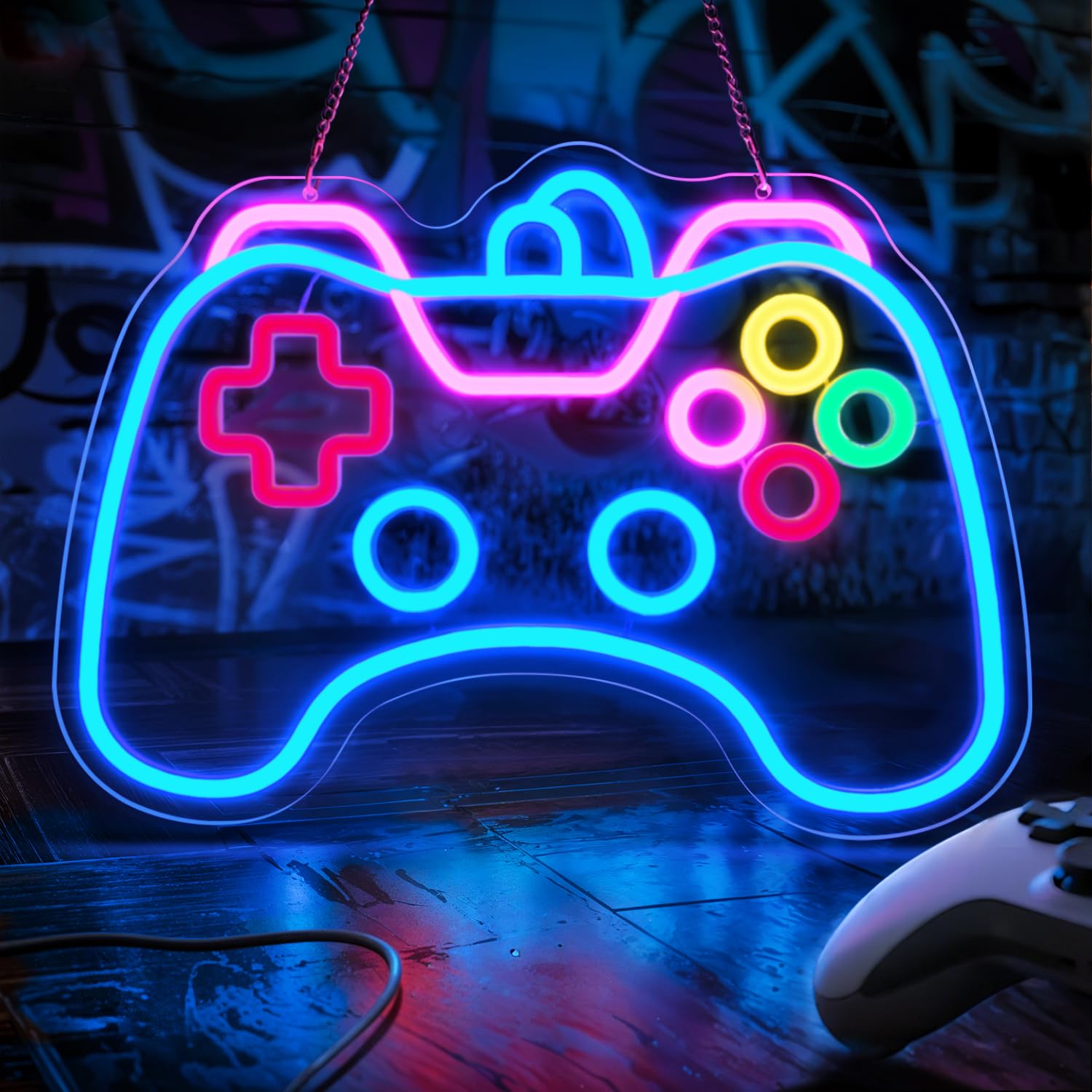 Game Controller Neon Sign,Neon Signs for Wall Decor,Gaming Neon Sign,LED Gamer Neon Light Sign for Bedroom,Game Room,Man Cave,Video Gamer Wall Decor for Boys Teens Gift