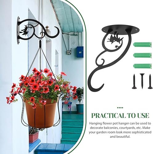 Miniatura 9 de Yardwe Versátil colgador montado en la pared para Halloween bruja planta gancho hierro maceta soporte soporte decoración del hogar