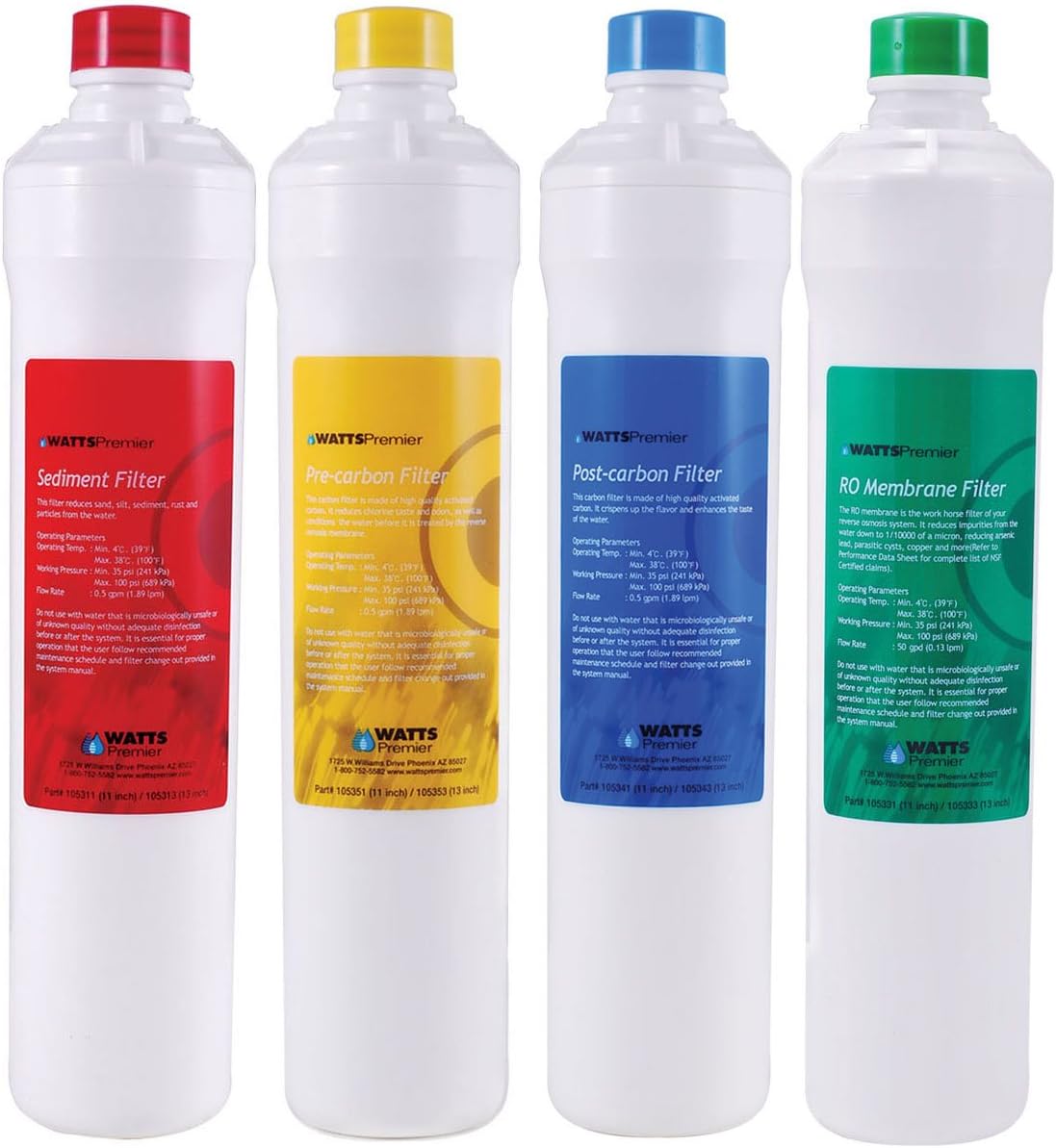 Premier 1R-1Y-1B-1G RO-Pure Push Button Replacement Filter Kit by Watts Premier