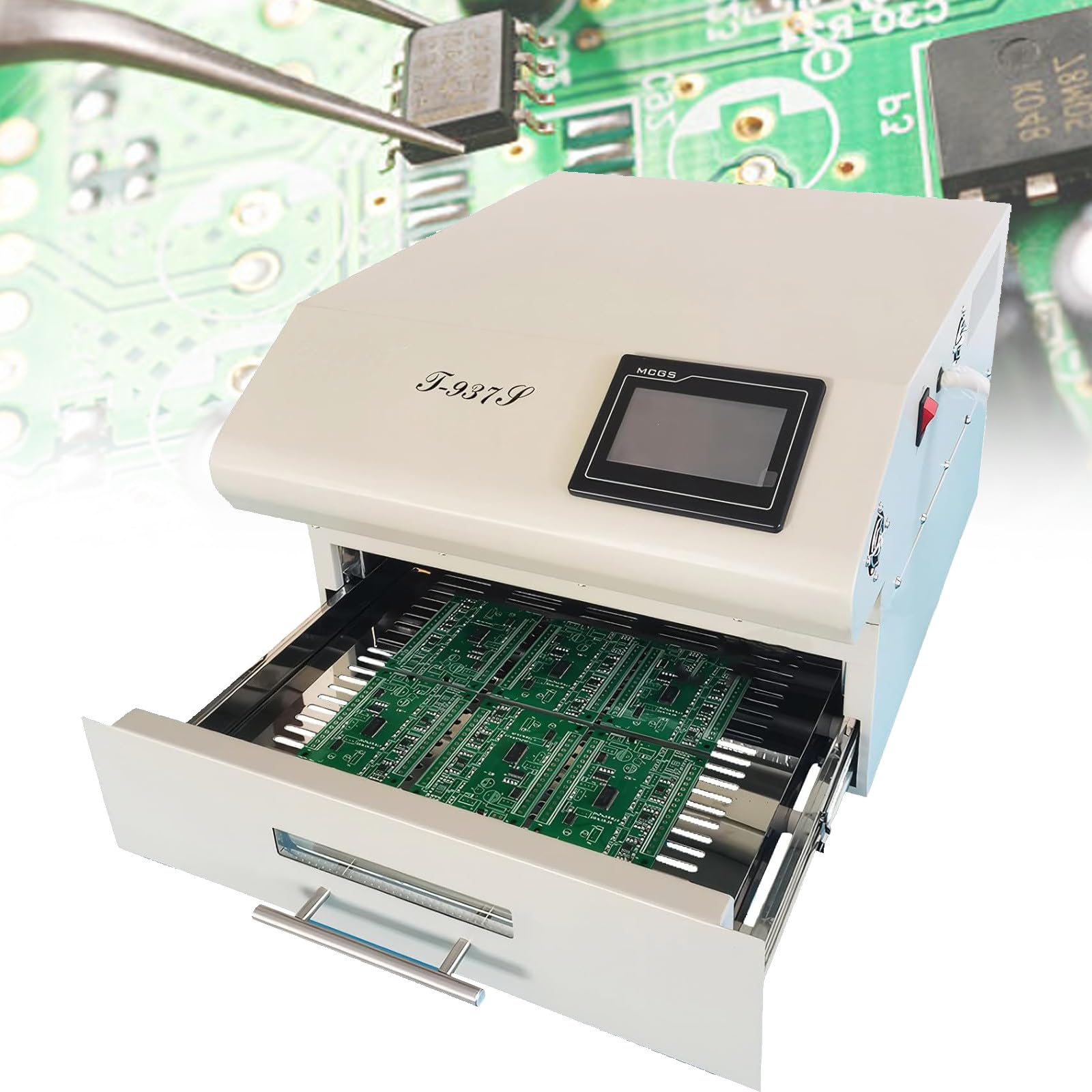 Professional Reflow Oven 2960W, Infrared &amp; Hot Air Reflow Soldering Machine, with 290 * 345mm Soldering Area Drawer Type Infrared Heater