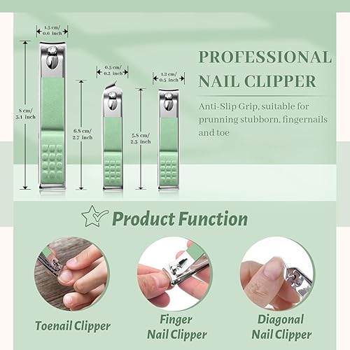 Miniatura 3 de Juego de manicura y pedicura, juego de cortaúñas para hombres y mujeres, kit de manicura profesional de pedicura, kit de cuidado de uñas con bolsa