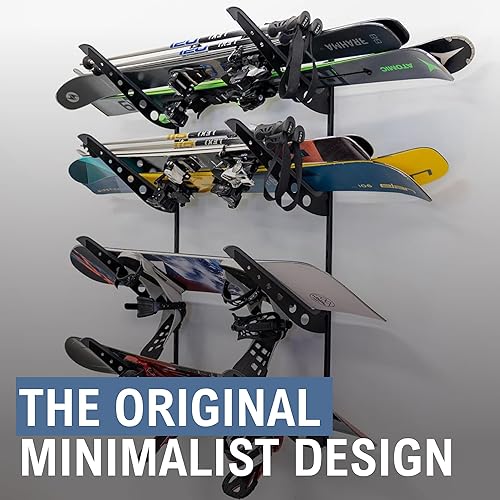 Miniatura 6 de StoreYourBoard Estante de almacenamiento ajustable para snowboard, soporte de pared para 4 tablas