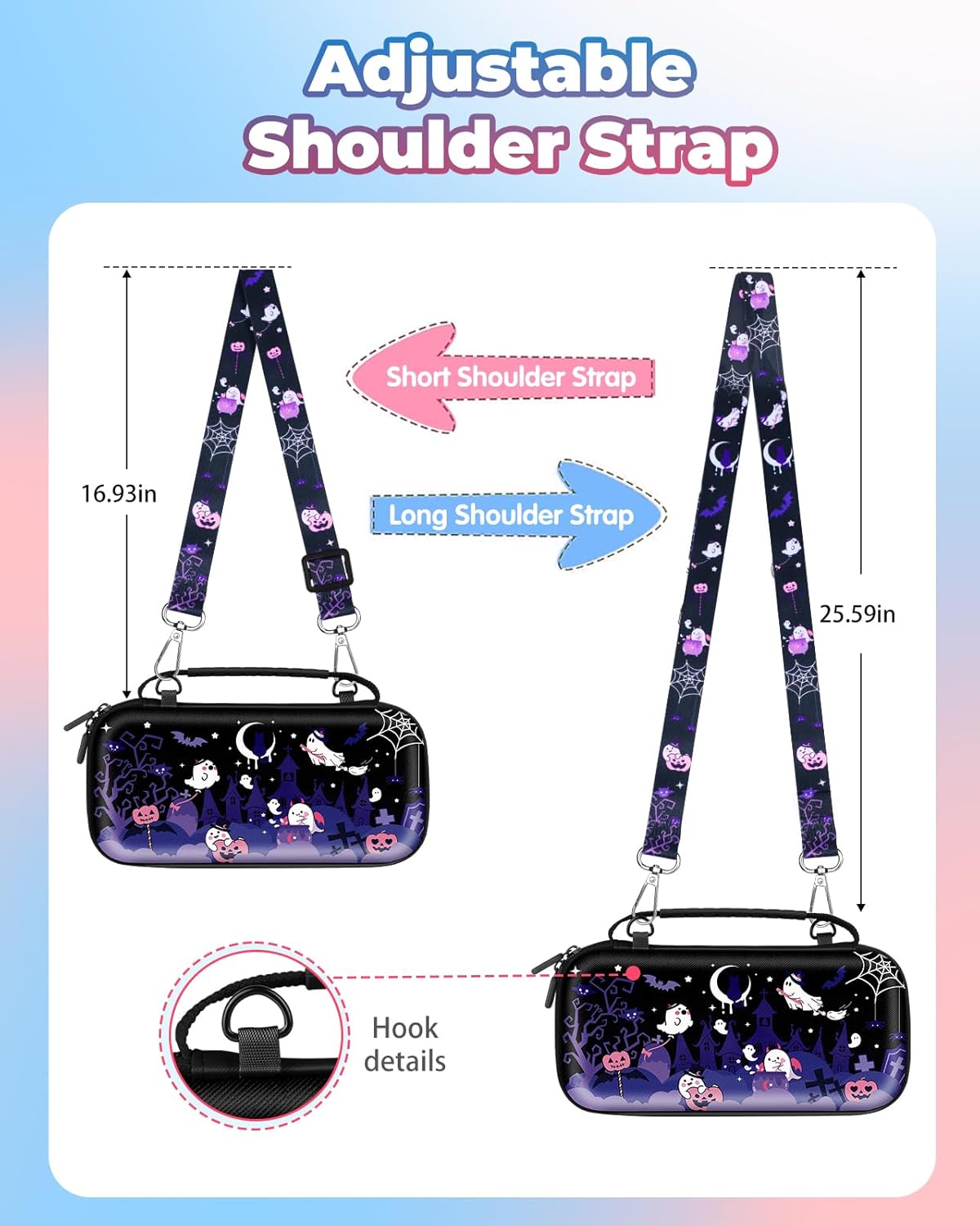 Gurgitat for Nintendo Switch 2 Carrying Case for Teen Boys - Cute Cool Design for Switch 2 2025 Travel Cases with Handle and Strap Portable Storage Carry Hard Shell for Accessories, Purple Spooky - Image 4