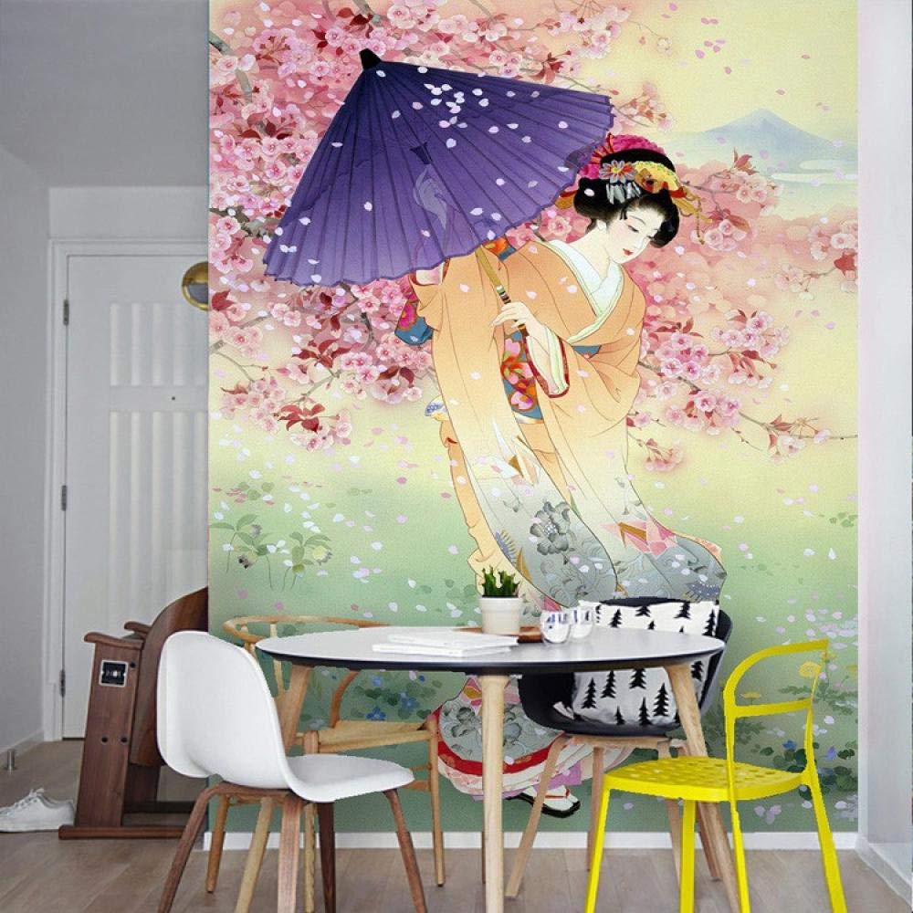 Peinture murale geisha 3D et papier peint photo japonais chambre et restaurant