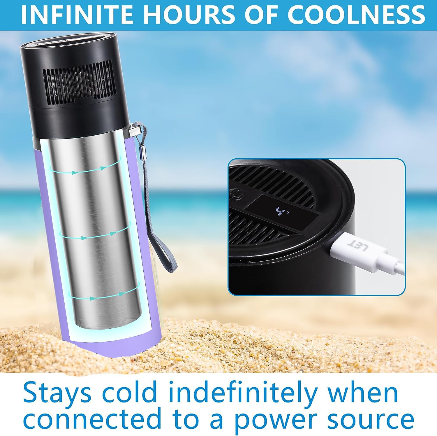 Estuche de Insulin con Enfriador Eléctrico, Cargador USB y Biogel de Tilcare - Horas Ilimitadas, Botella Reutilizable - Estuche de gran Aprobado por la TSA - Para hasta 6 Plumas - Lavanda