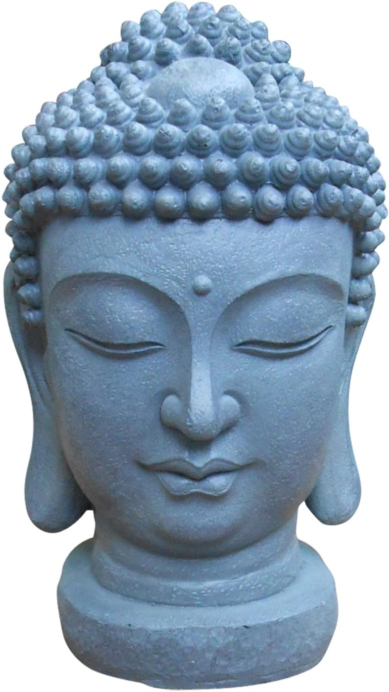 HOMEA 5dej1203 RCMP Concrete Buddha Head Statue Art Weapon Fibreglass Grey 27 x 25 x 40 cm