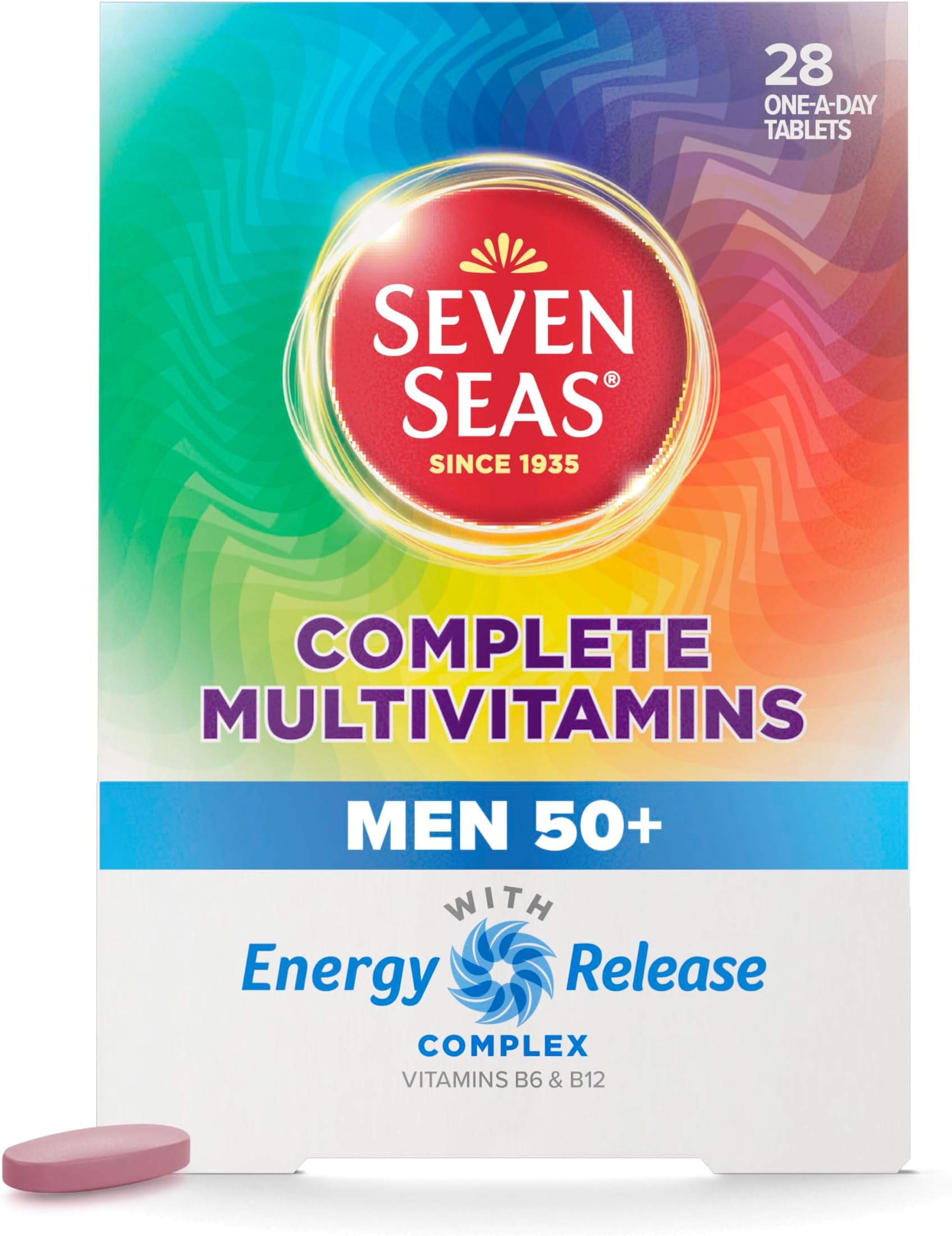 Complete Multivitamins For Men 50+, Energy Release Complex, 28 Tablets Tailored For Daily Health Maintenance, Vitamins & Minerals, 7 Key Benefits, Blend With Vitamin B6 & B12, D & Zinc