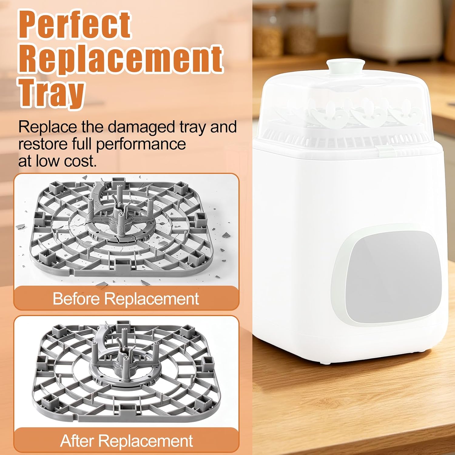 Bottom Tray Replacement for Momcozy Bottle Washer, Durable BPA-Free Base Tray Replacement Practical Bottle Washer Accessory Compatible with Momcozy KleanPal Pro