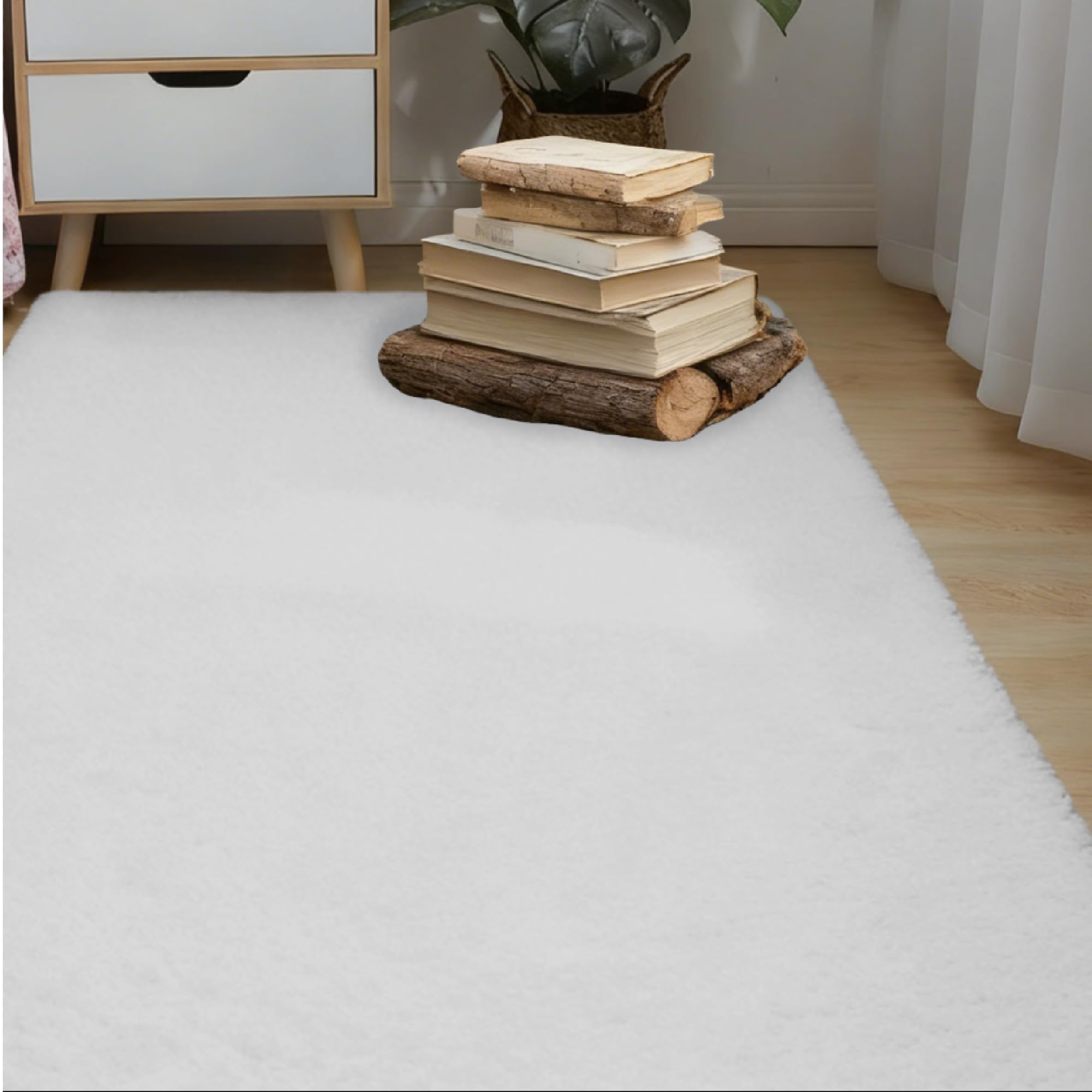 Lfombra de Pelo Largo 200 x 240 cm Esponjosa Alfombras Salón Grandes Pelo Largo Habitacion Lavables y Adecuado para Salón Dormitorio, Blanco