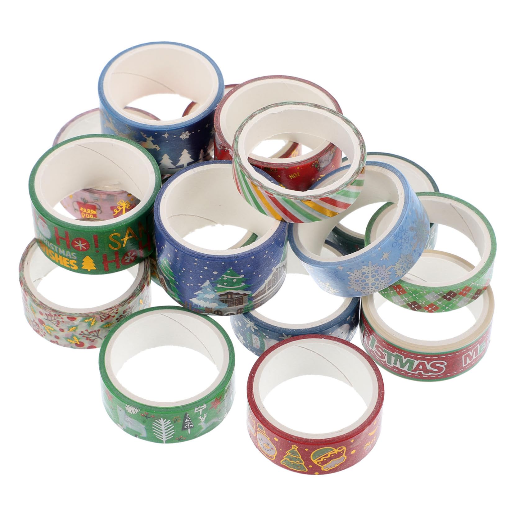 VILLCASE 4sets Pegatinas Decorativas Diy De Cinta Washi Navideña Con Estampado En Caliente (16 Uds) /rollo Alfabeto Doble Sticker Paper Washi Tapes Cintas Washi Papel Japones 16 Rolls*4
