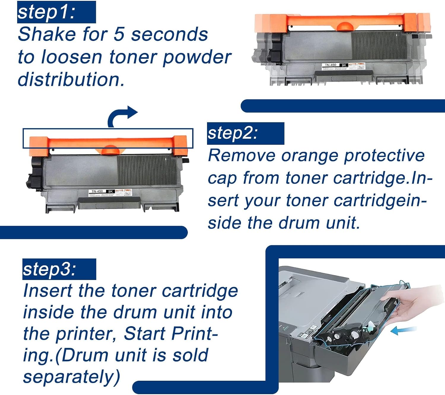 1 Pack TN450 TN-450 Black Toner Cartridge Compatible TN450 Replacement for Brother TN450 DCP-7060D 7065DN IntelliFax-2840 2940 HL-2220 2230 2240 2240D 2275DW 2280DW MFC-7240 7360N 7365DN 7860DW Printe