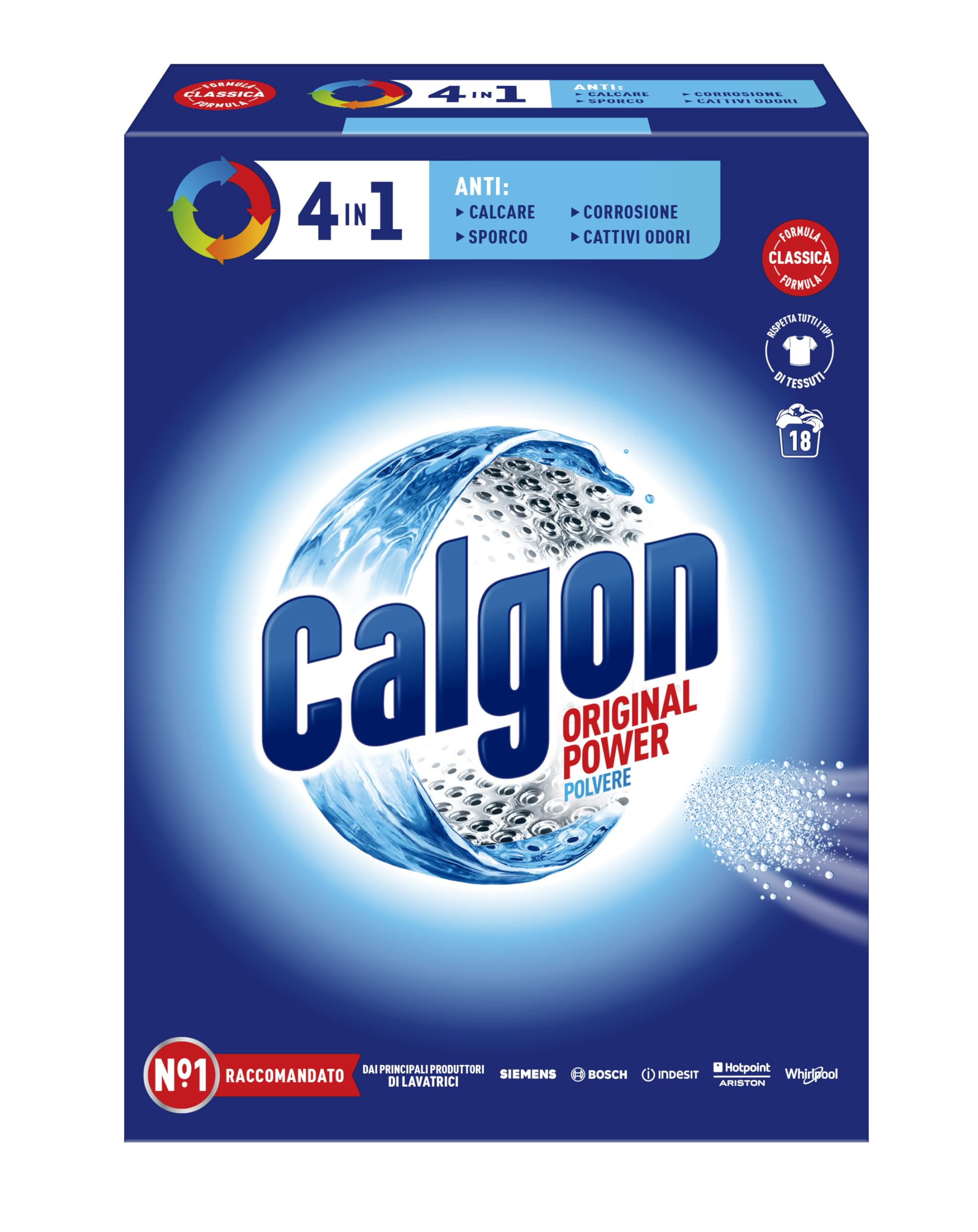 Calgon Power Polvere Anticalcare Lavatrice 4 in 1, 14 Confezioni da 900g di Anticalcare per Lavatrici, Additivo Lavatrice per una Protezione da Calcare, Sporco e Cattivi Odori