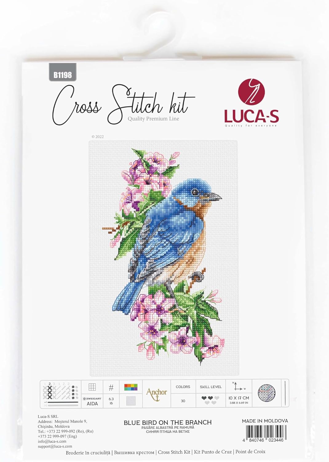 Luca-S Cross Stitch Kit Blue Bird on the Branch B1198