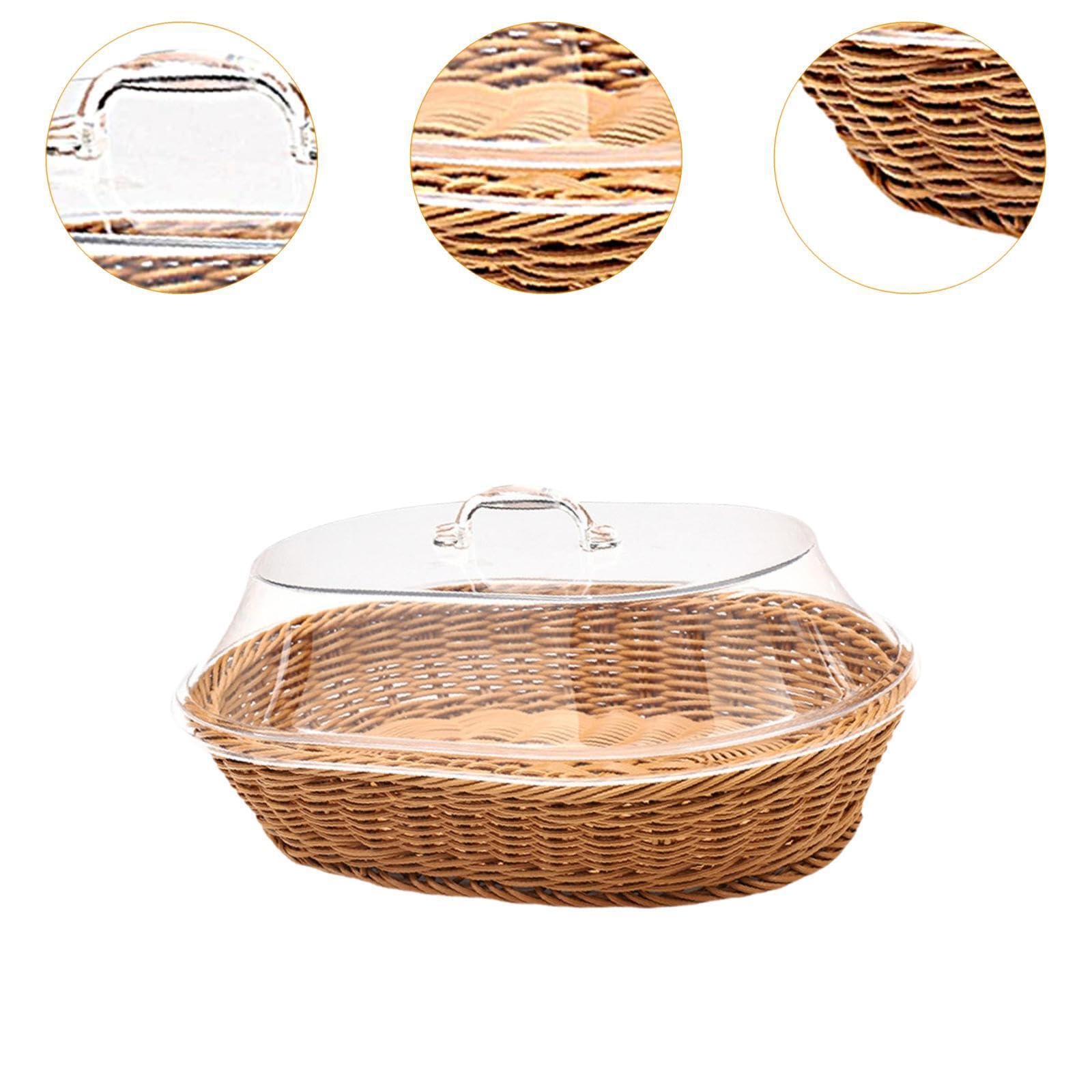 Cestino per il pane intrecciato in finto rattan, organizza elegantemente la frutta sul bancone della cucina, aggiunge un tocco di stile alla sala da, Legna, 35x45cm