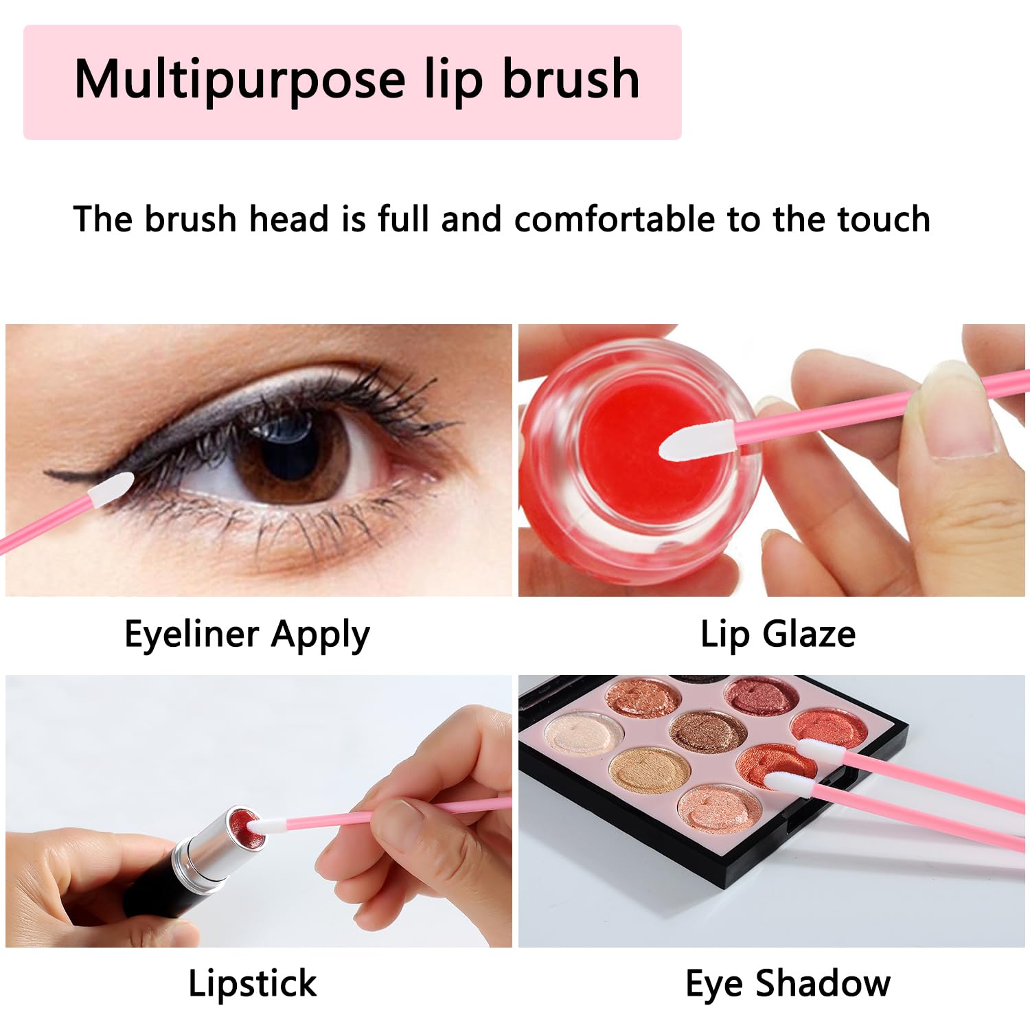 250 Pack Lip Wands with Case - Disposable Flocked Doe Foot Applicators for Lipstick, Lip Gloss, and Concealer (3.54 Inch, pink)