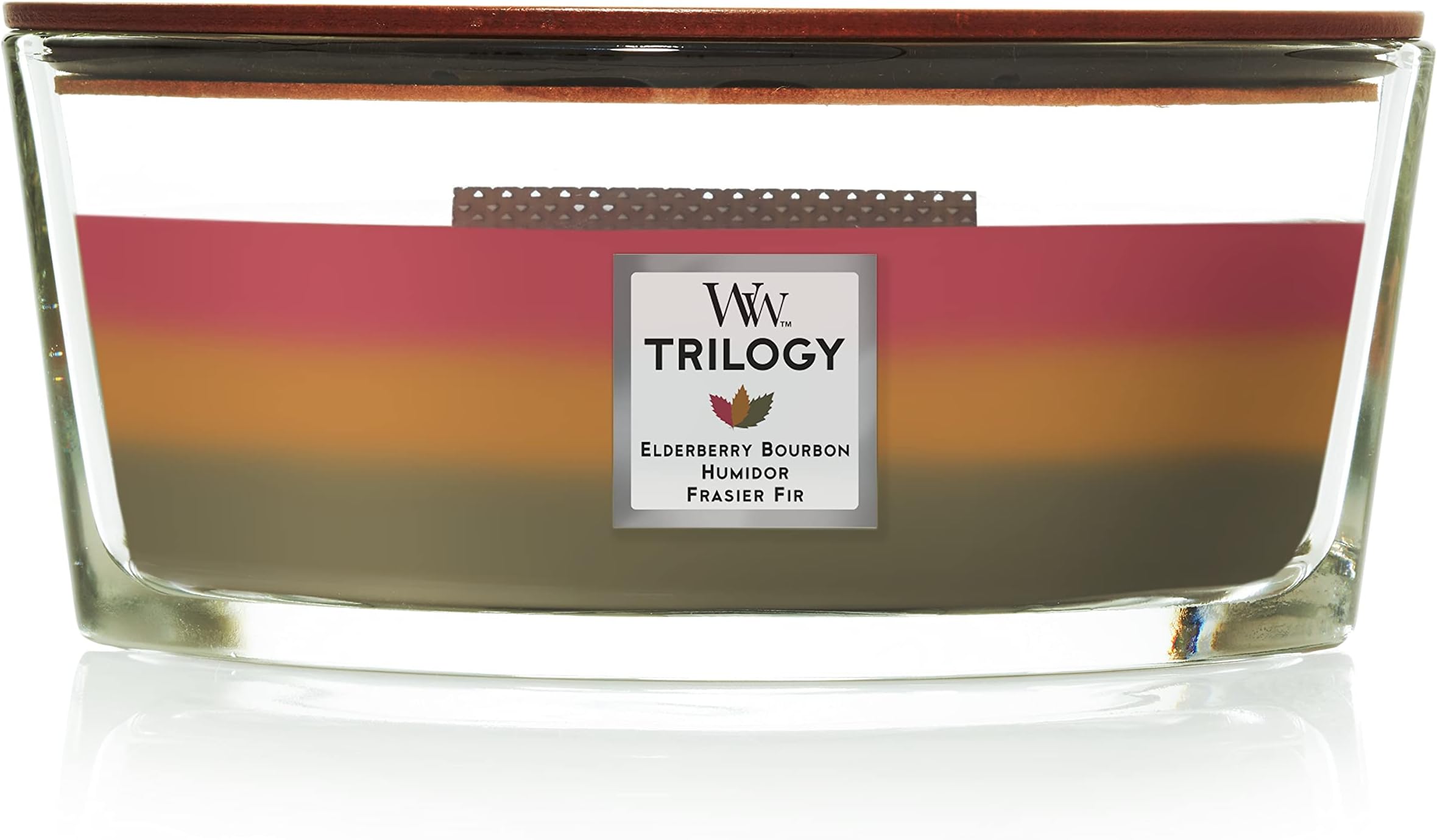 WoodWick Ellipse Scented Candle, Cozy Cabin Trilogy, 16oz Up to 50 Hours Burn Time