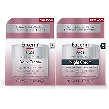 Eucerin Q10 Skin Care Set, Anti Wrinkle Daily Face Cream with Biotin (1.7 Oz) + Anti Wrinkle Night Cream with Pro-Retinol (1.7 Oz), Fragrance Free Face Moisturizer for All Skin Types