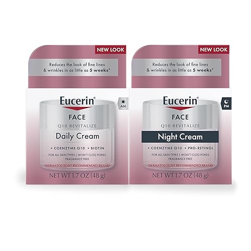 Eucerin Q10 - Set de cuidado de la piel, crema facial diaria antiarrugas con biotina (1.7 onzas) + crema de noche antiarrugas con Pro-Retinol (1.7