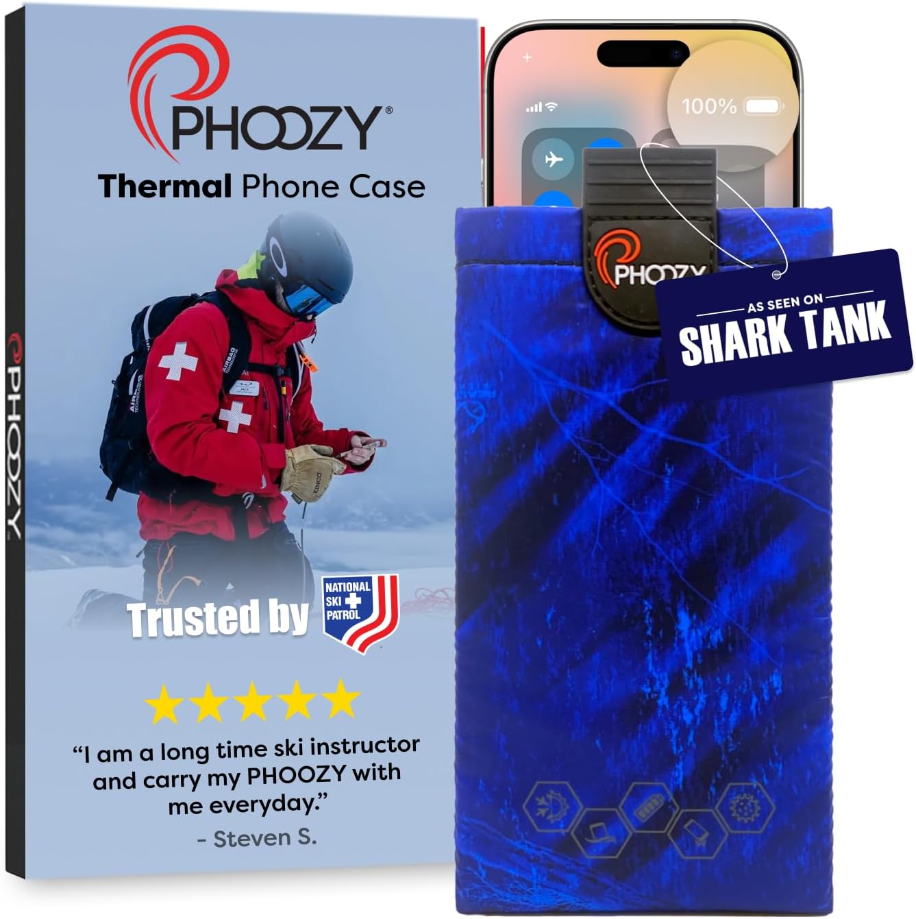 XP3 Thermal Phone Case with Patented Chromium Barrier - Insulated Pouch Extends Battery Life 4X in Cold Weather - Military-Grade Protection for Skiers and Snowboarders - Large Blue