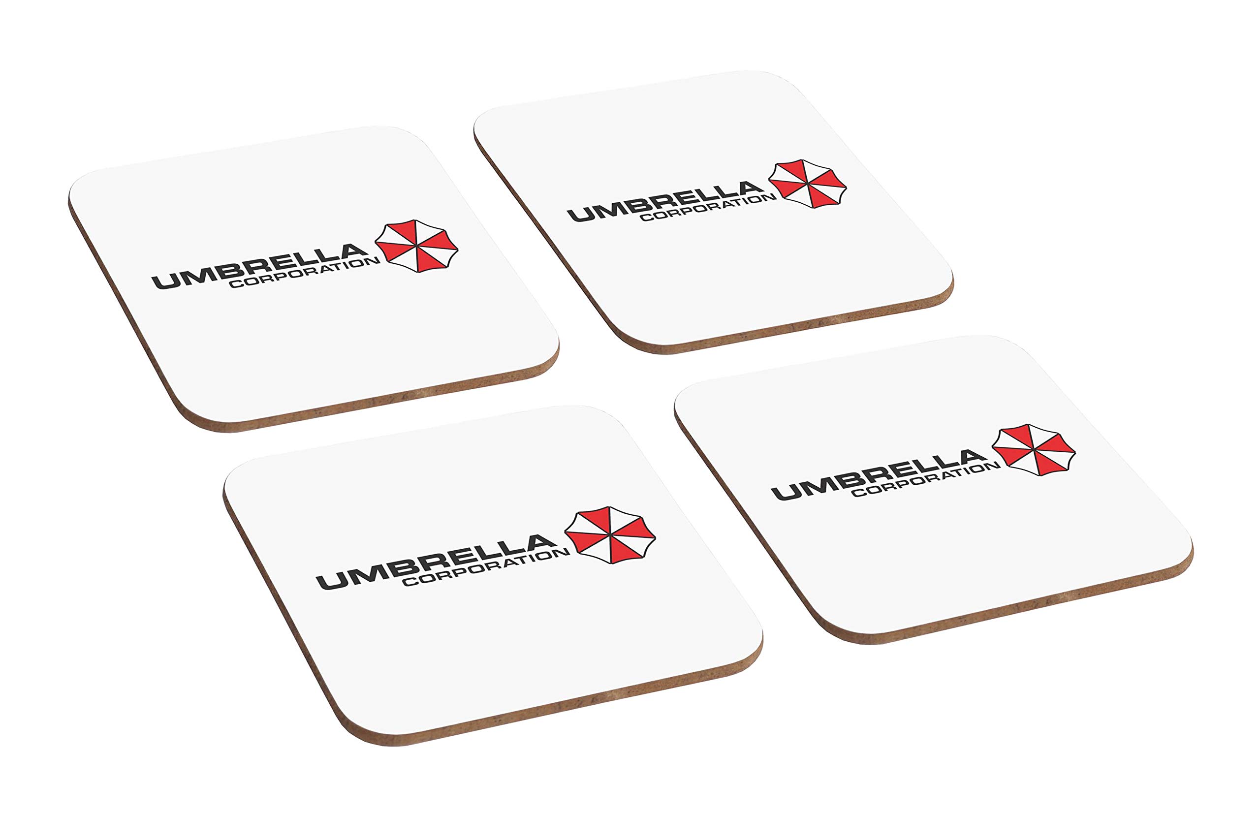Mugmart Resident Evil Umbrella Corporation 4 Piece Wooden Coaster Set