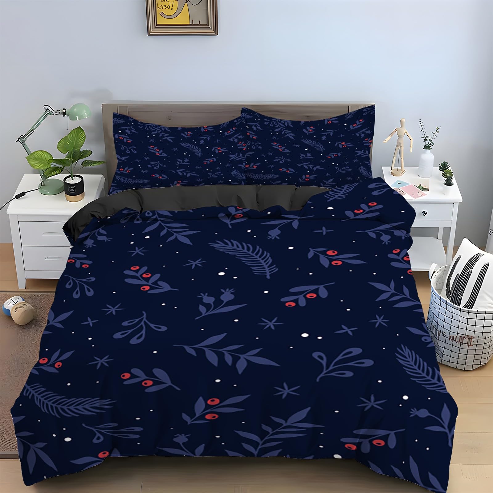 Ensemble de literie 3 pièces housse de couette 160x200 et taies d'oreiller