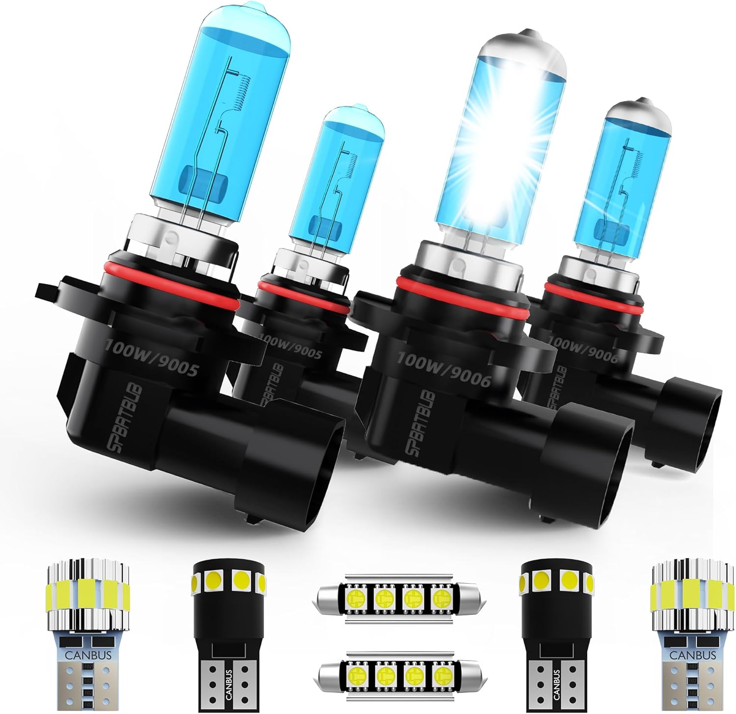 HeadLights Bulbs Compatible With Honda Civic 2005 2007-2011 Light Bulb Halogen,9005 High Beam + 9006 Low Beams + Interior Bulbs Package + T10 License Plate Lights combo,10 Pack