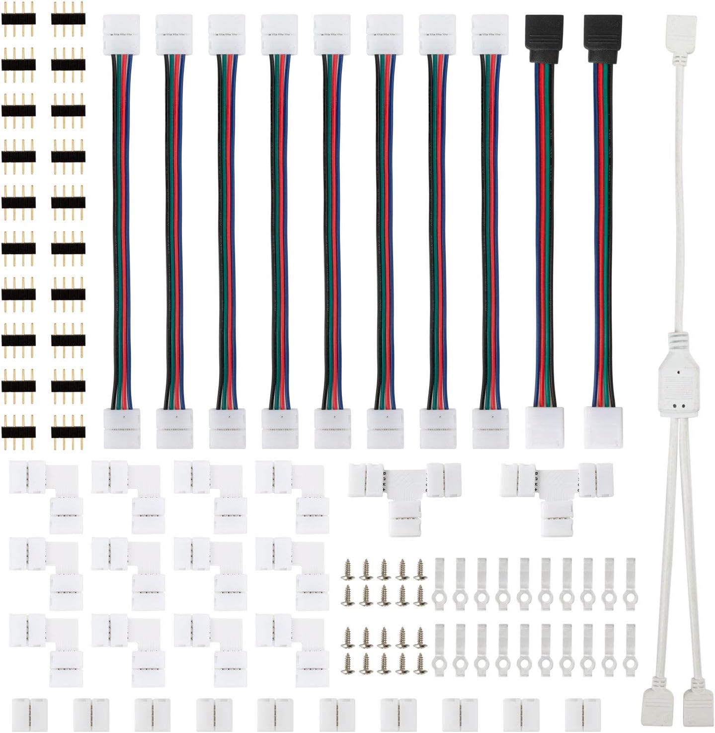 5050 RGB 10mm 4Pin LED Strip Light Connector KitIncludes 8 Types of
