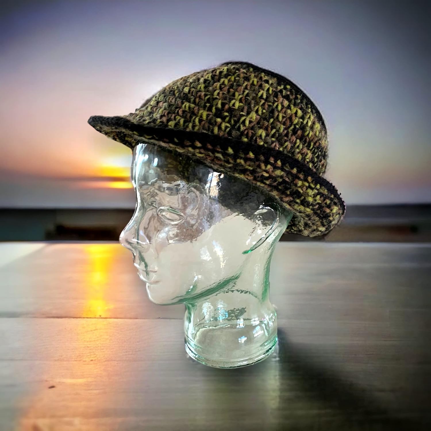 Men’s Camo Crochet Bucket Hat – Handmade Summer Fishing Hat for Beach, Festival & Outdoor Wear