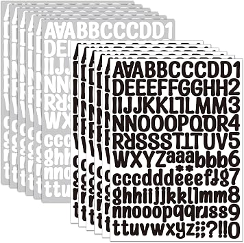 Alphabet Stickers 12 Sheets 1 Inch Letter Stickers Vinyl Self-Adhesive Letters Number for Scrapbooking,Mailbox Labels, DIY Crafts Art Making&Classroom Decor Black White, 1 inch