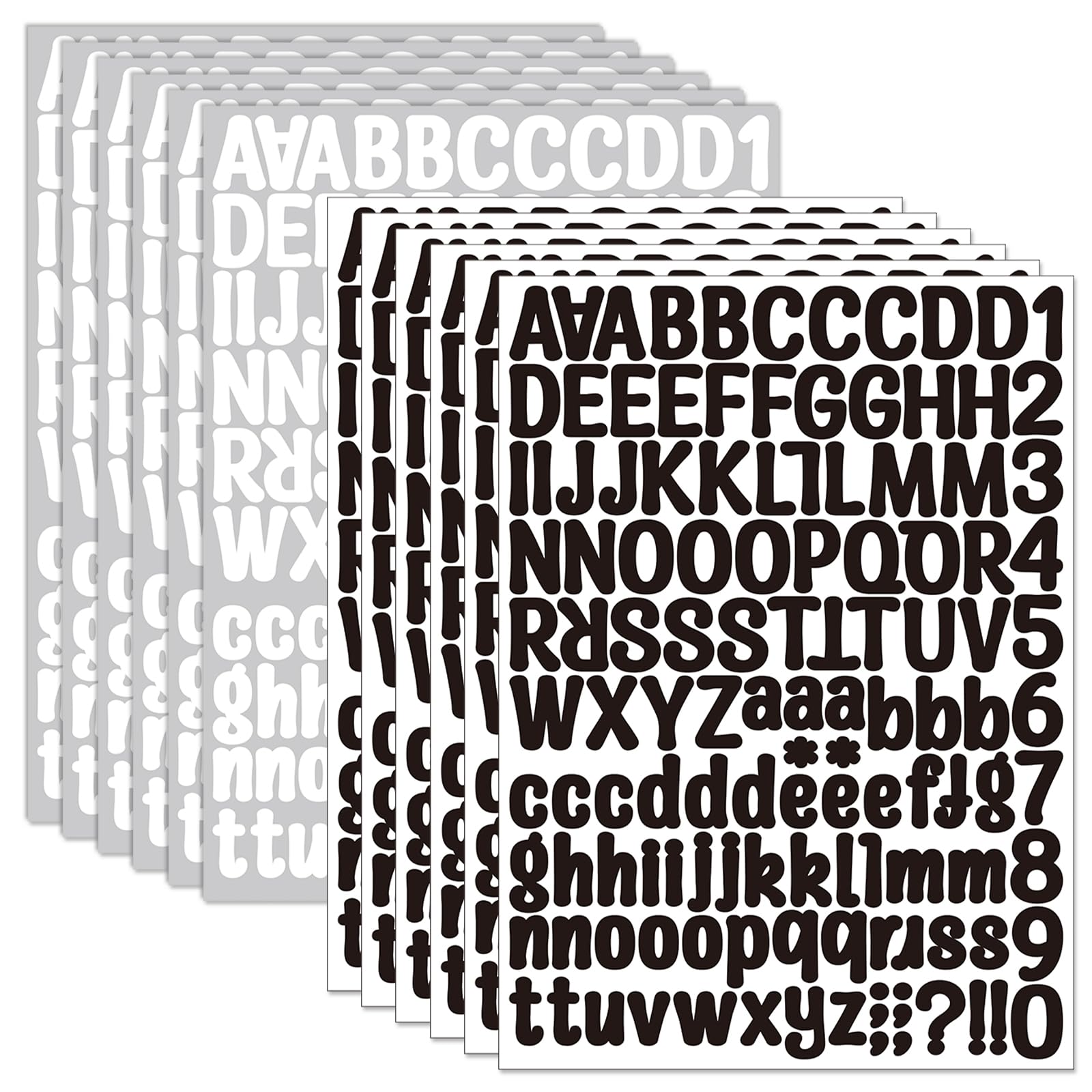 Alphabet Stickers 12 Sheets 1 Inch Letter Stickers Vinyl Self-Adhesive Letters Number for Scrapbooking,Mailbox Labels, DIY Crafts Art Making&Classroom Decor (Black White, 1 inch)
