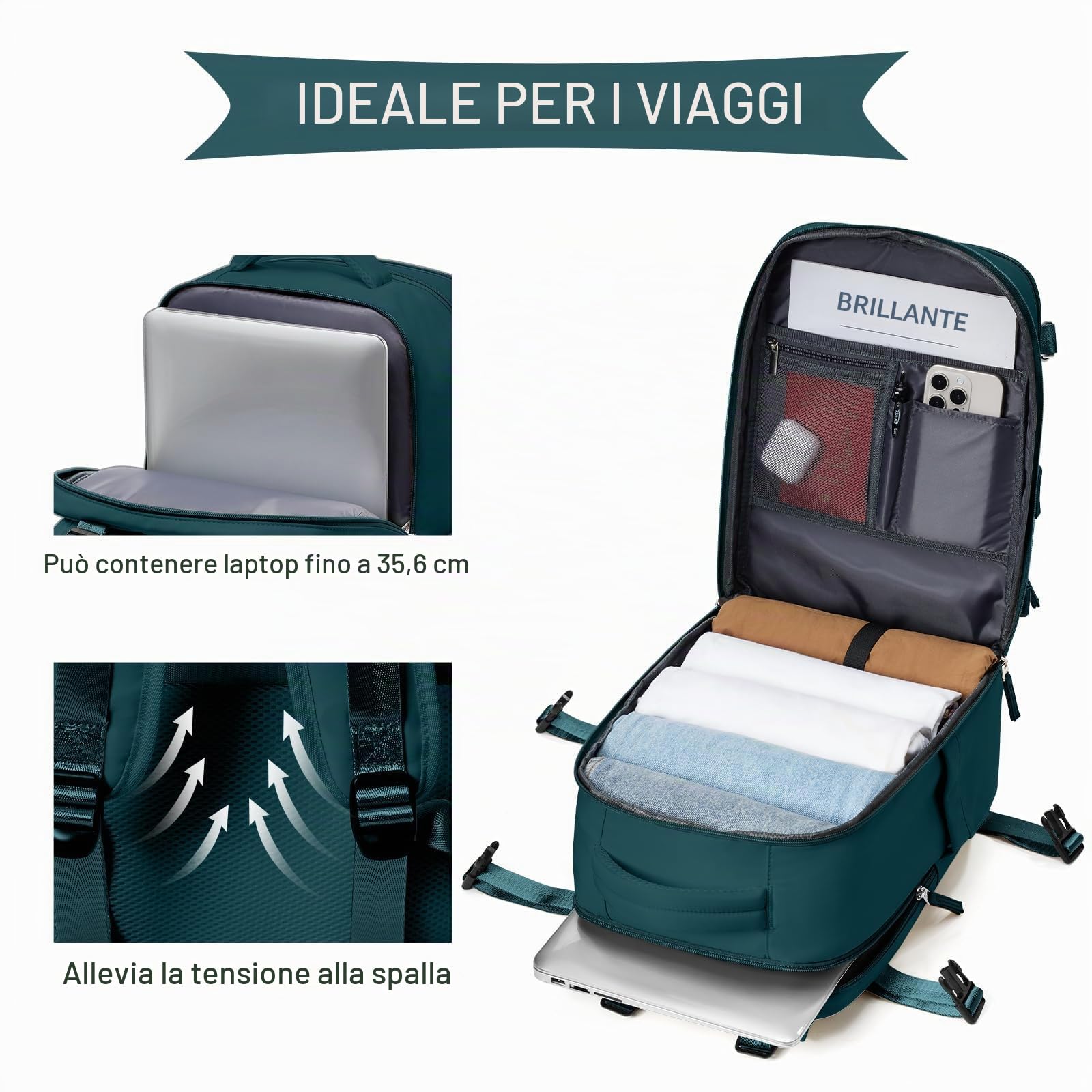 SZLX Zaino Ryanair 40x20x25 Donna Zaino da Viaggio Bagaglio a Mano 20L Uomo Borse da cabina Easyjet Travel Backpack Adatto a laptop da 14 Pollici con scomparto per scarpe per Lavoro e Scuola