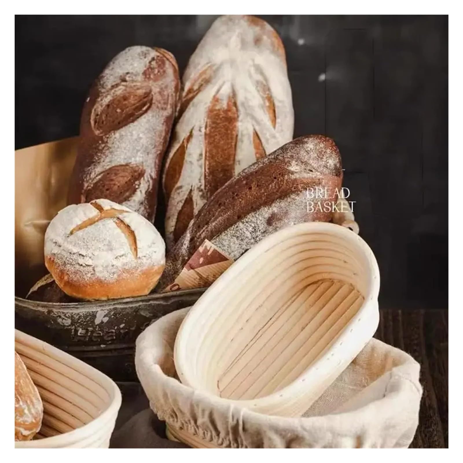 Sauerteig, 5/8 stücke Rattan Wicker Oval Runde Teig Sauerteig Körbe Backen Gärung for Brot(30x8 8pcs)