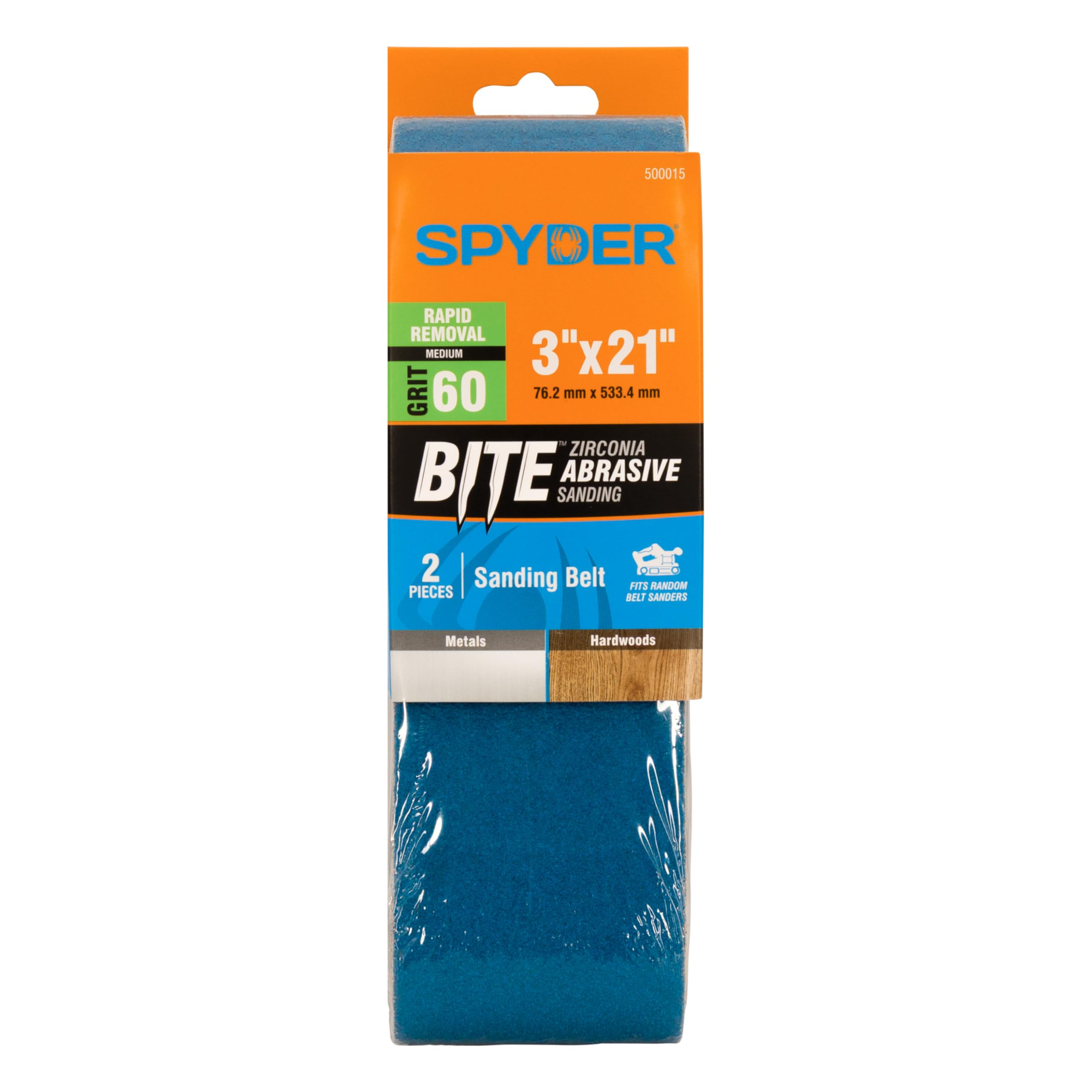 Spyder Confezione da 2 nastri abrasivi da 33,3 cm x 53,3 cm, zirconia grana 60 per levigatrice resistente, metallo, legno (500015)
