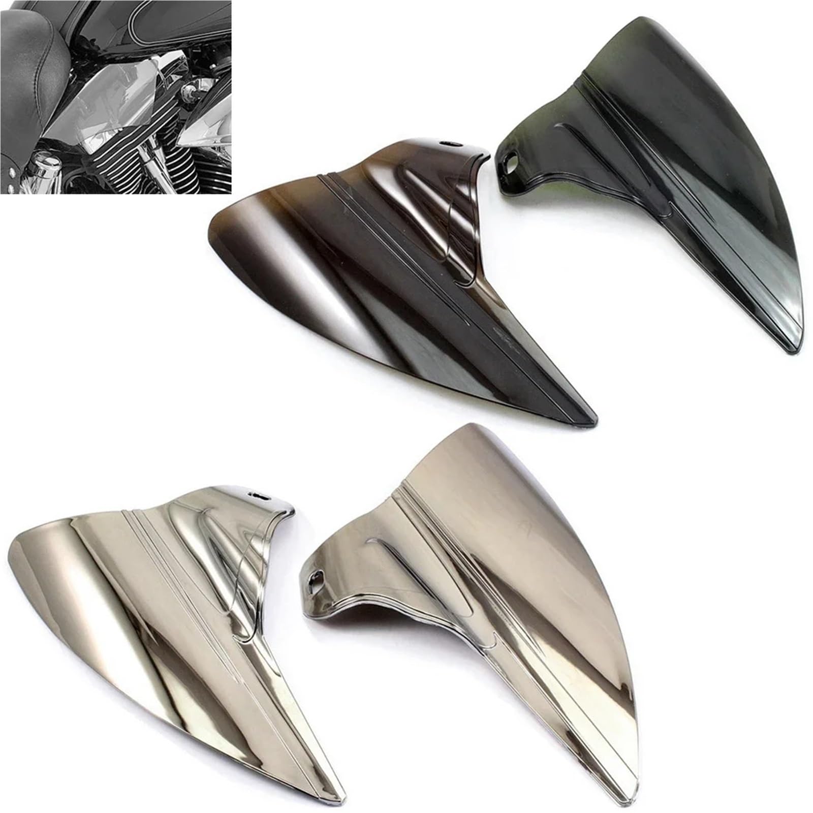 Antiscottatura Marmitta Moto Deflettore di calore e aria riflettente per sella per moto, adatto per Harley Touring Electra Road Street Tri Glide Road King Scudo Termico(Chrome)