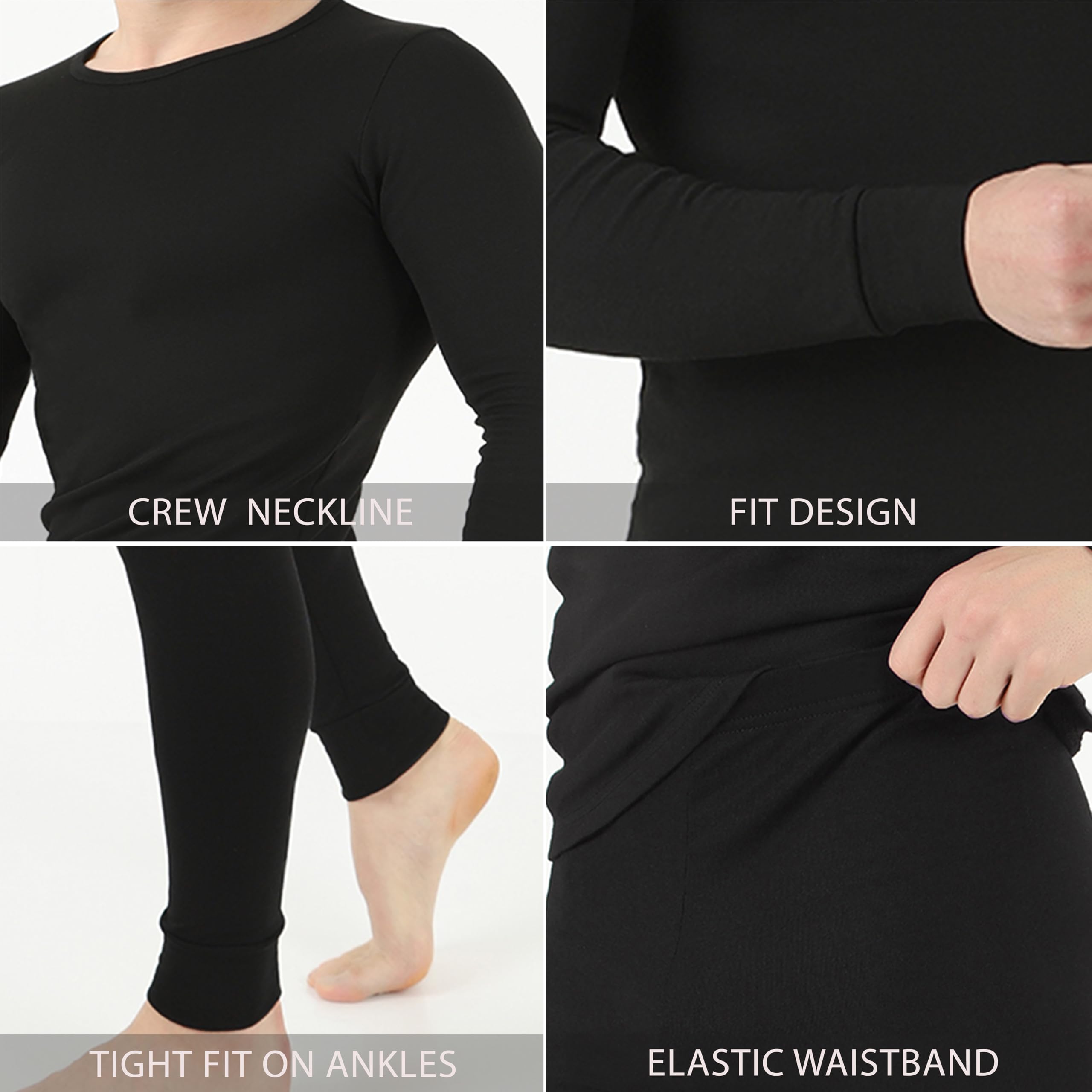 Sous-vêtements thermiques pour homme – Vêtements chauffants respirants et polaires, avec séchage rapide, manches longues et caleçon long pour toutes les activités de plein air pendant les
